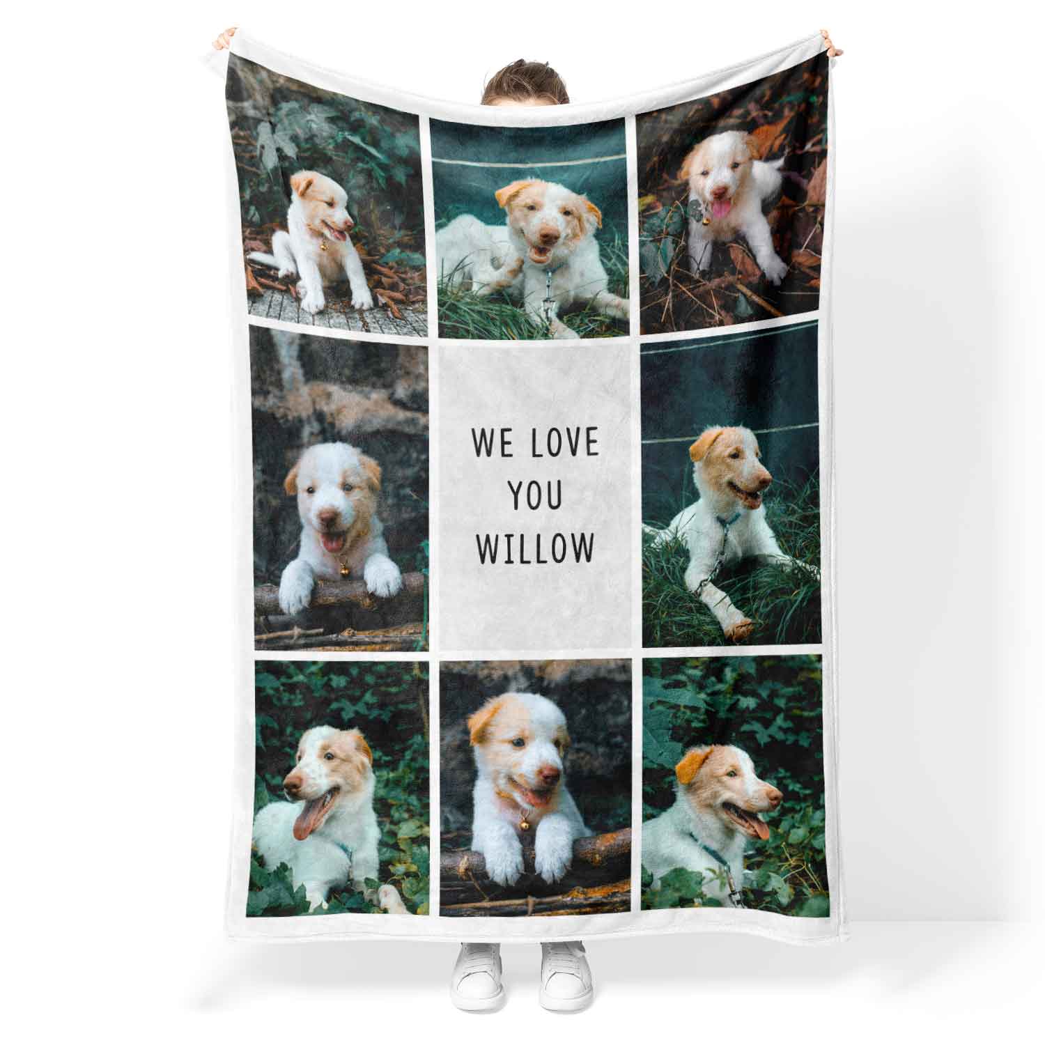 8 Photo Collage Personalised Dog Blanket With Custom Text