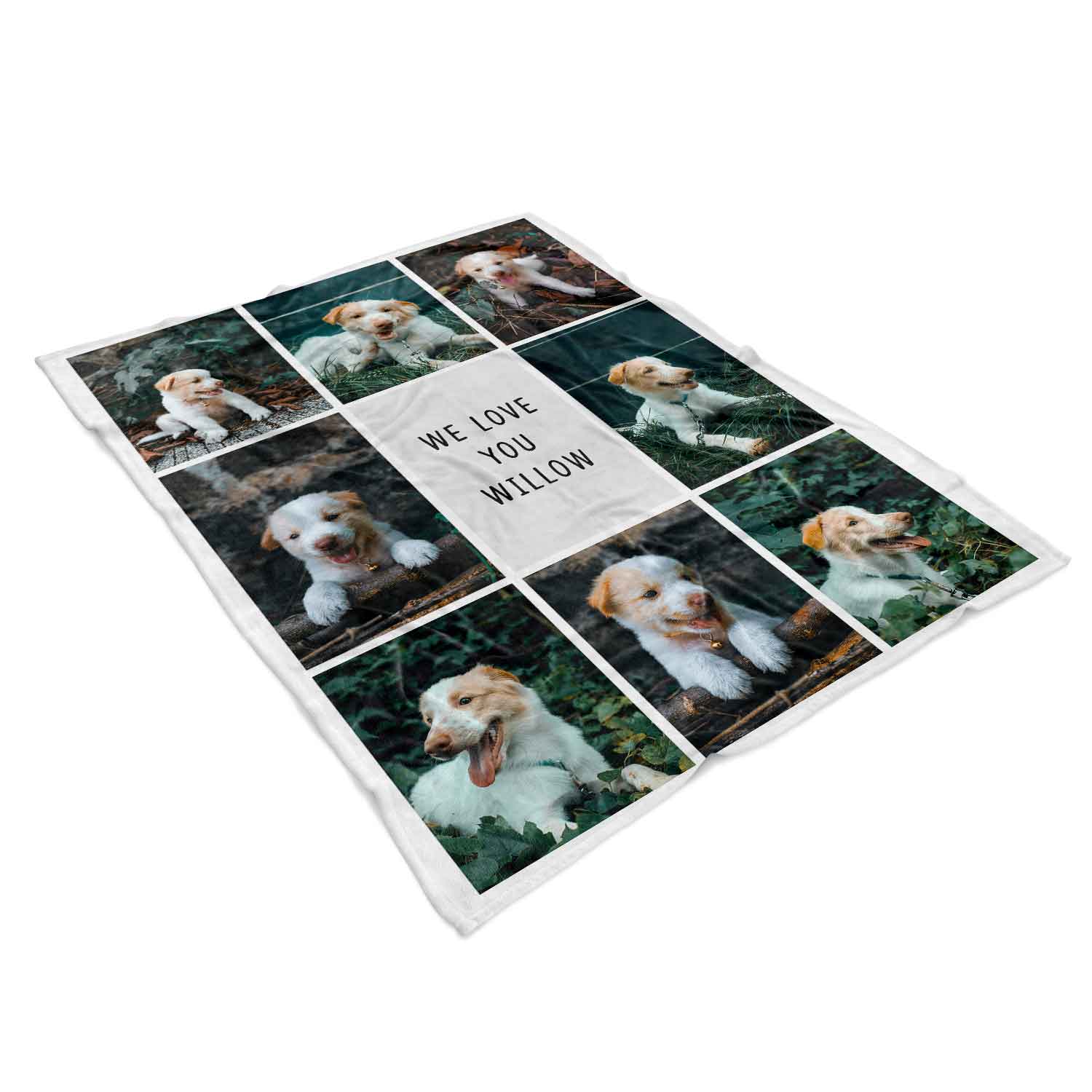 8 Photo Collage Personalised Dog Blanket With Custom Text
