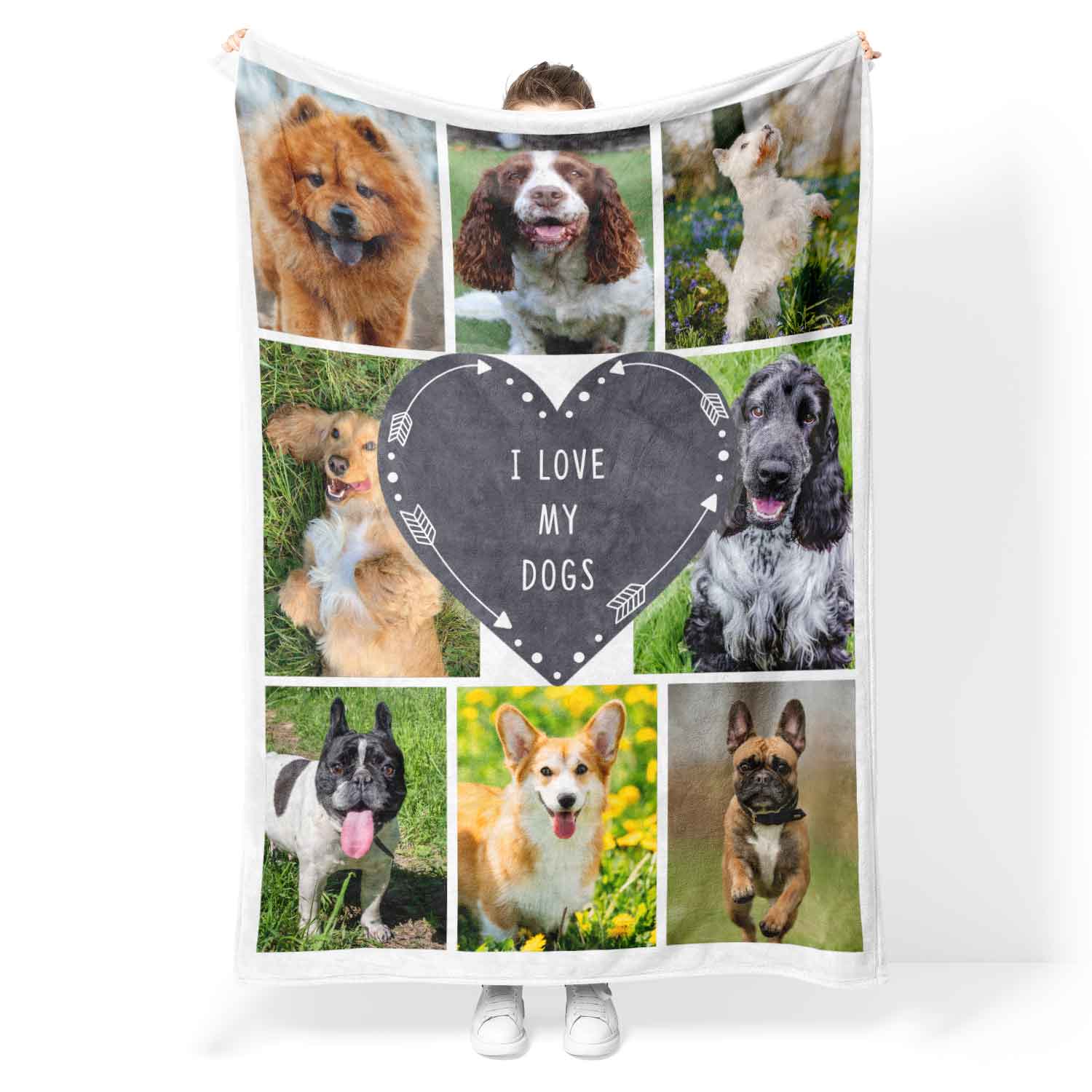 Dog Photo Collage Personalised Text Blanket