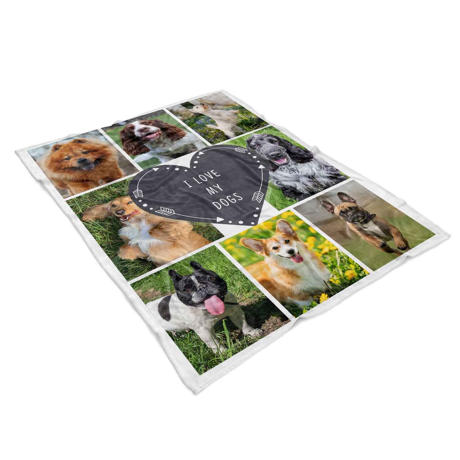 Dog Photo Collage Personalised Text Blanket