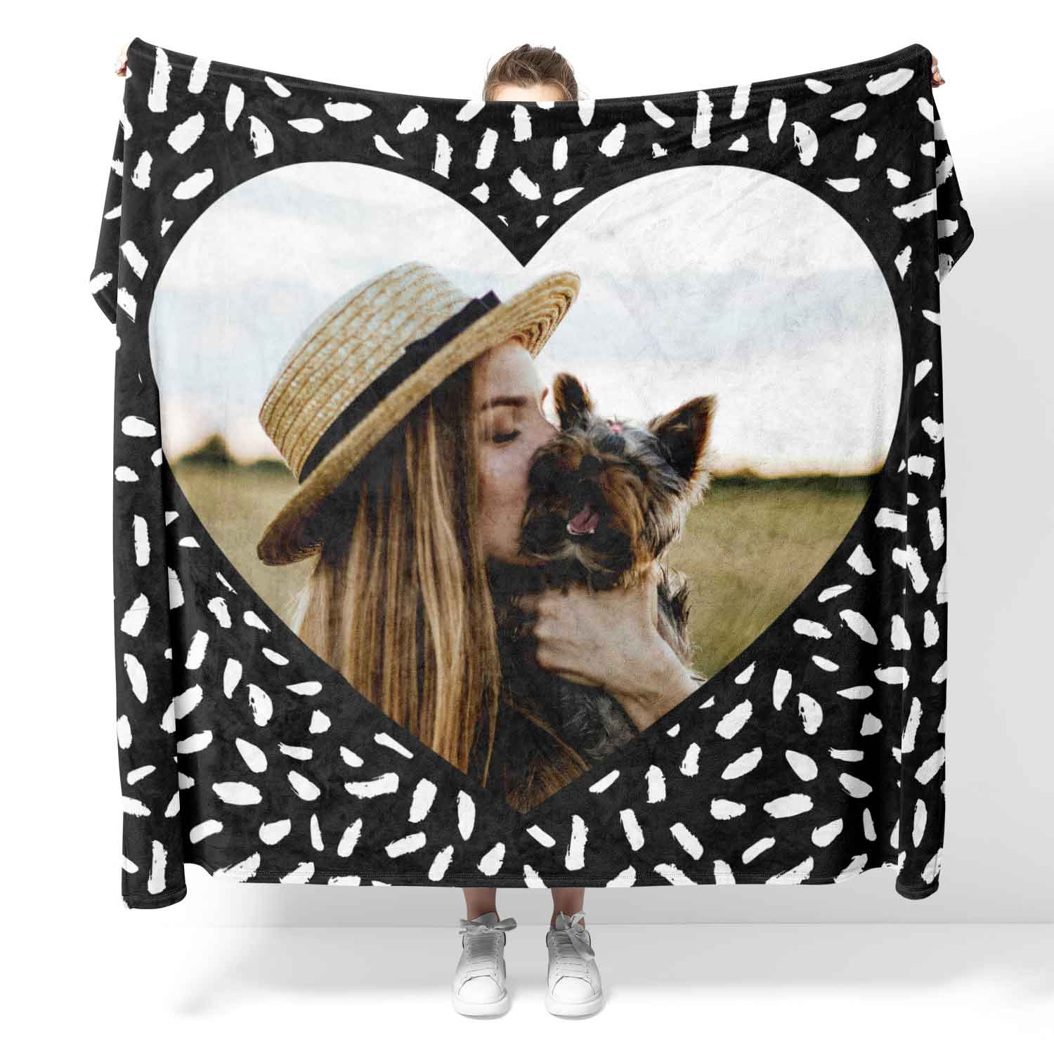 Doodle Heart Shaped Photo Frame Personalised Dog Blanket