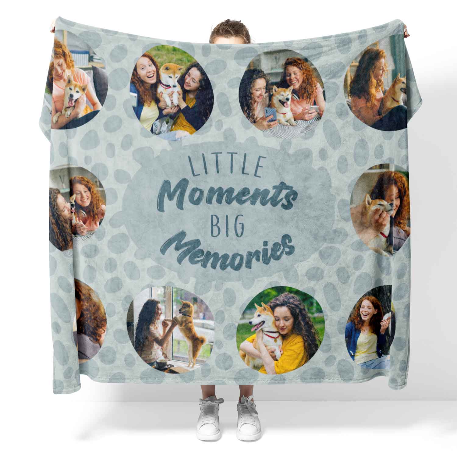 Little Moments Big Memories Photo Collage Personalised Dog Blanket