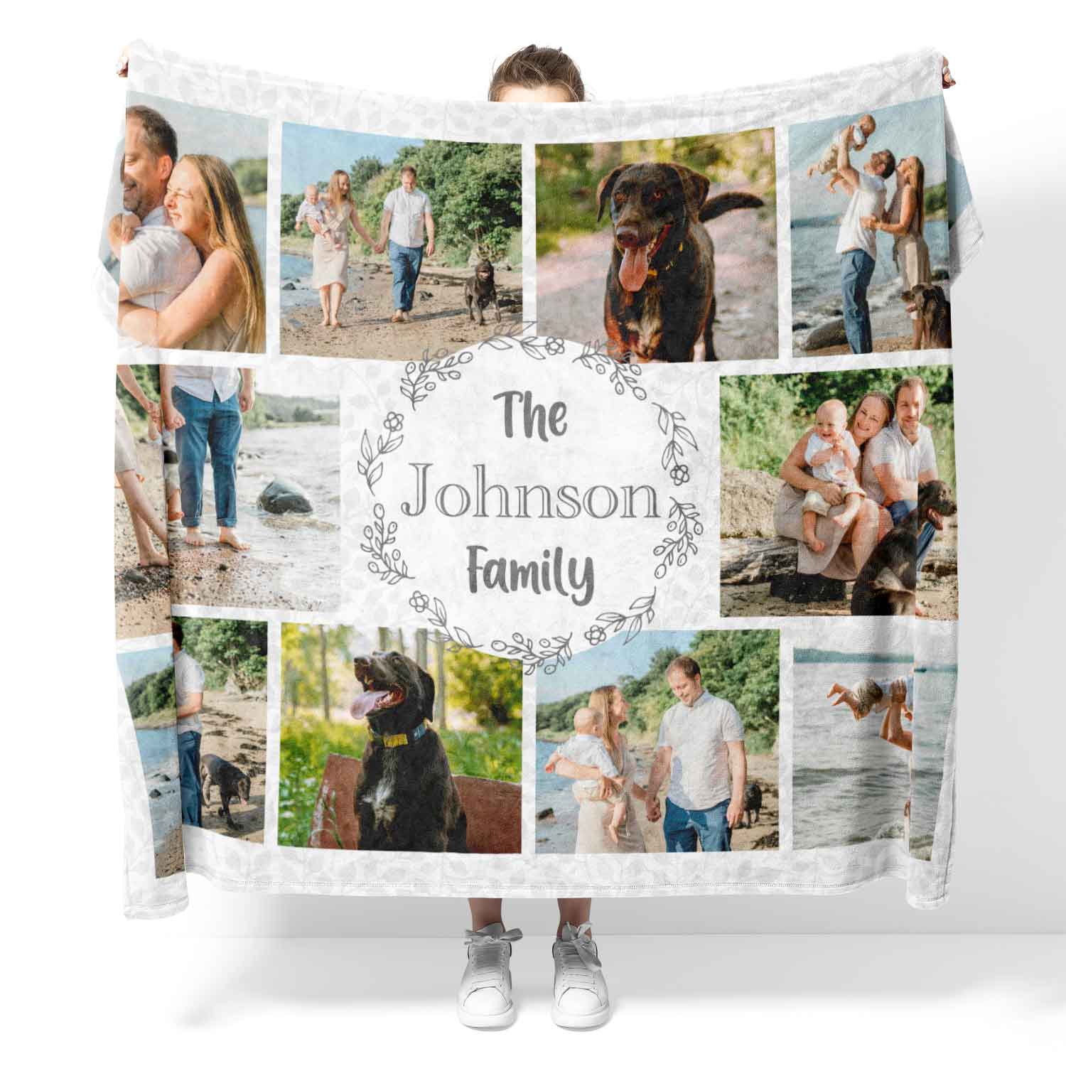 The (Surname) Family Photo Collage Personalised Dog Blanket
