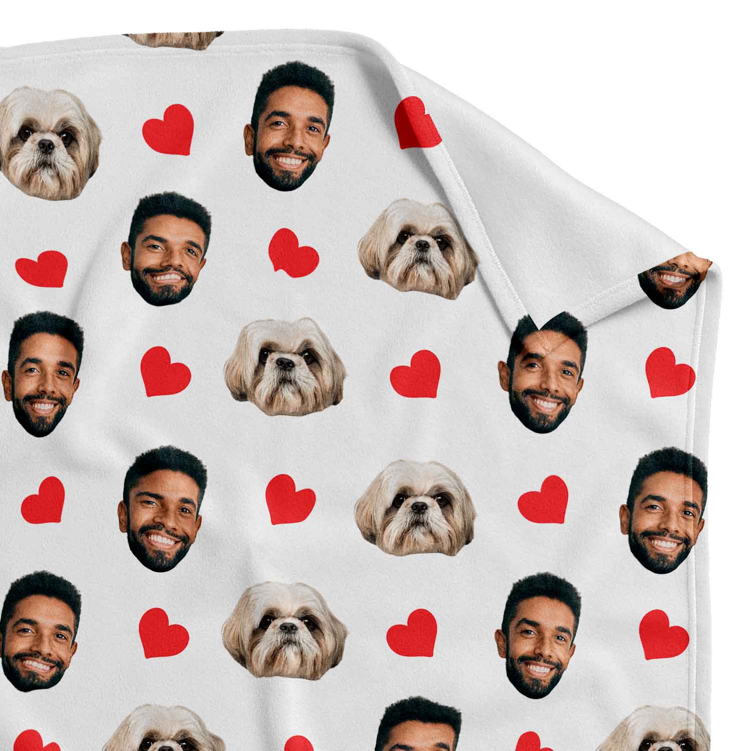 Your Dog Face Hearts Personalised Blanket