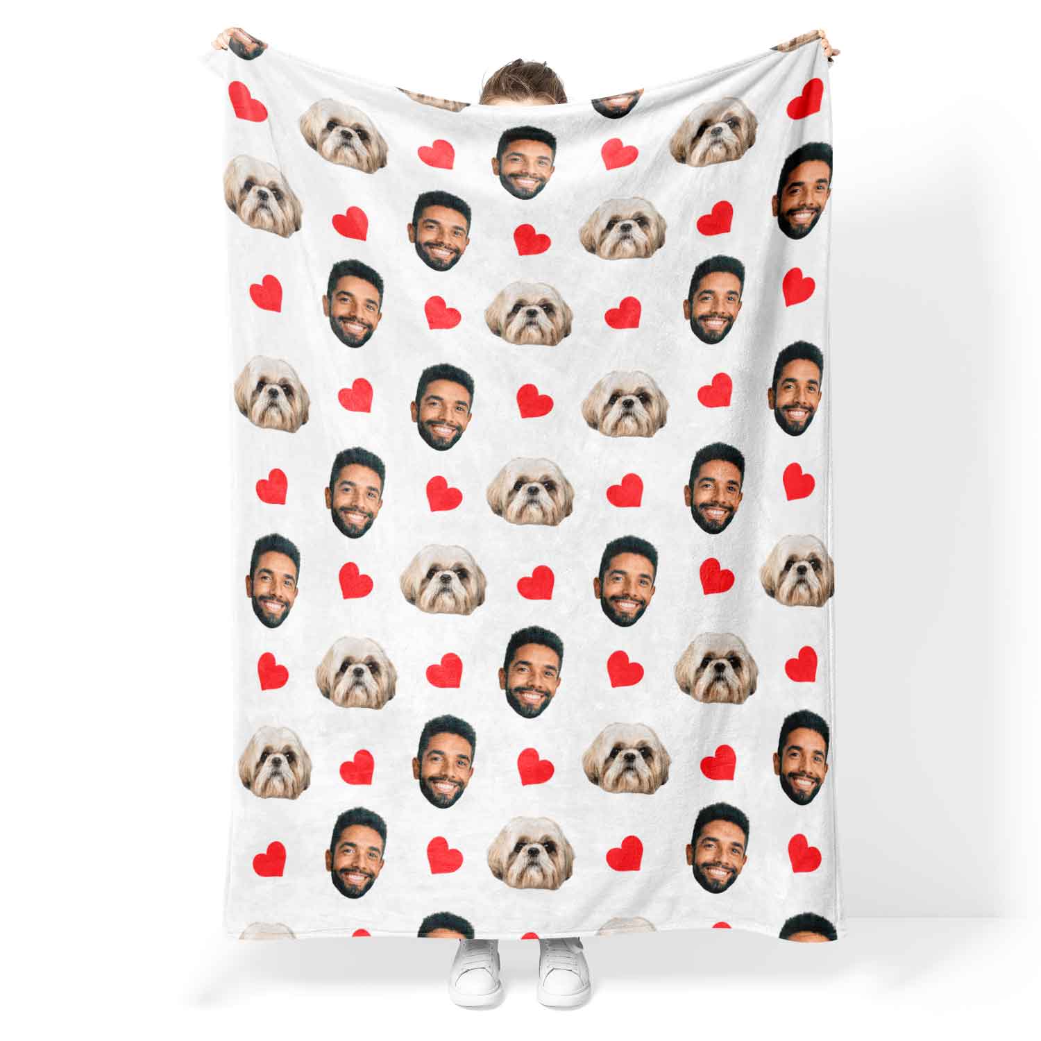 Your Dog Face Hearts Personalised Blanket