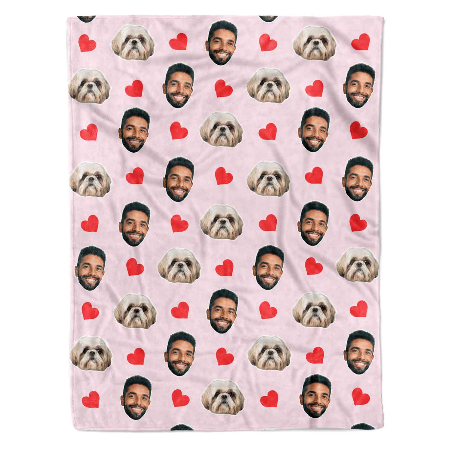 Your Dog Face Hearts Personalised Blanket