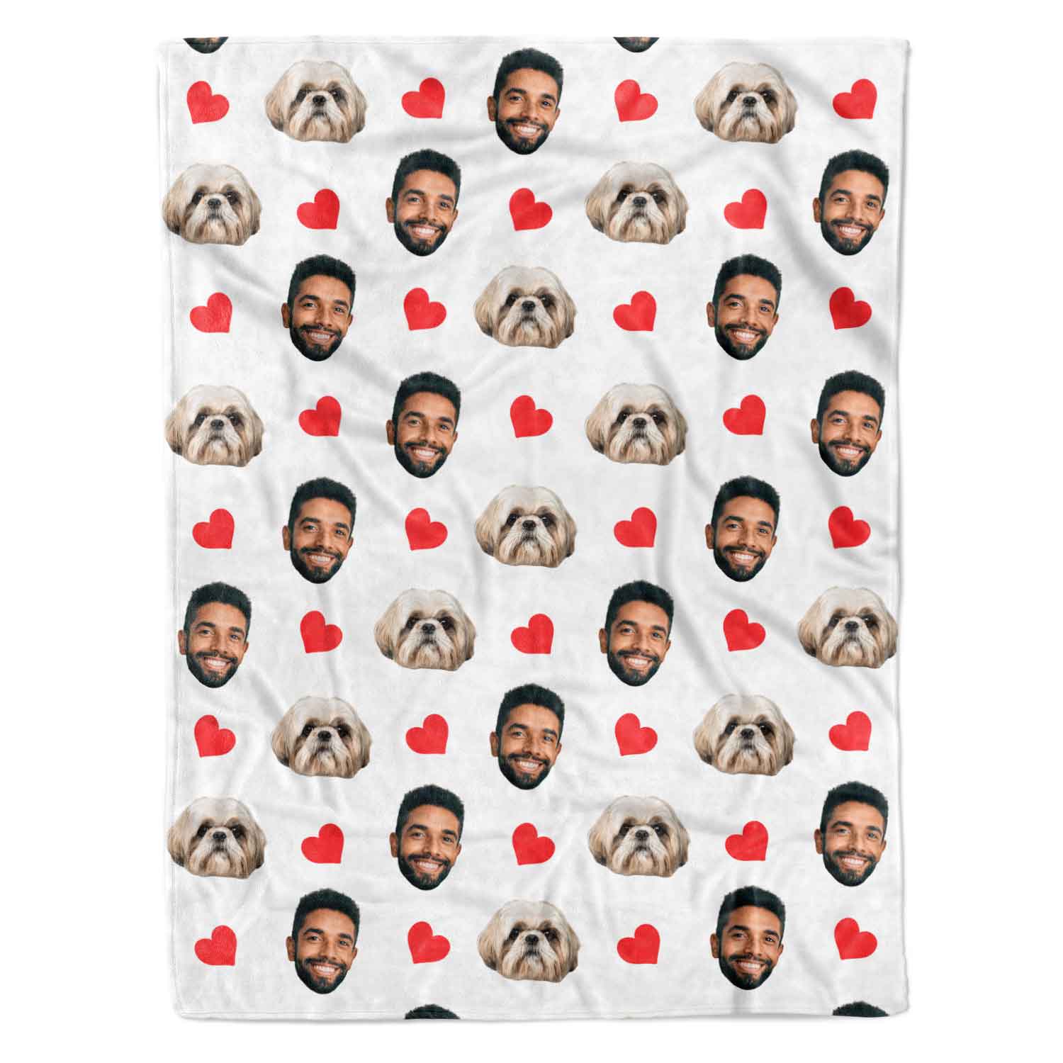 Your Dog Face Hearts Personalised Blanket