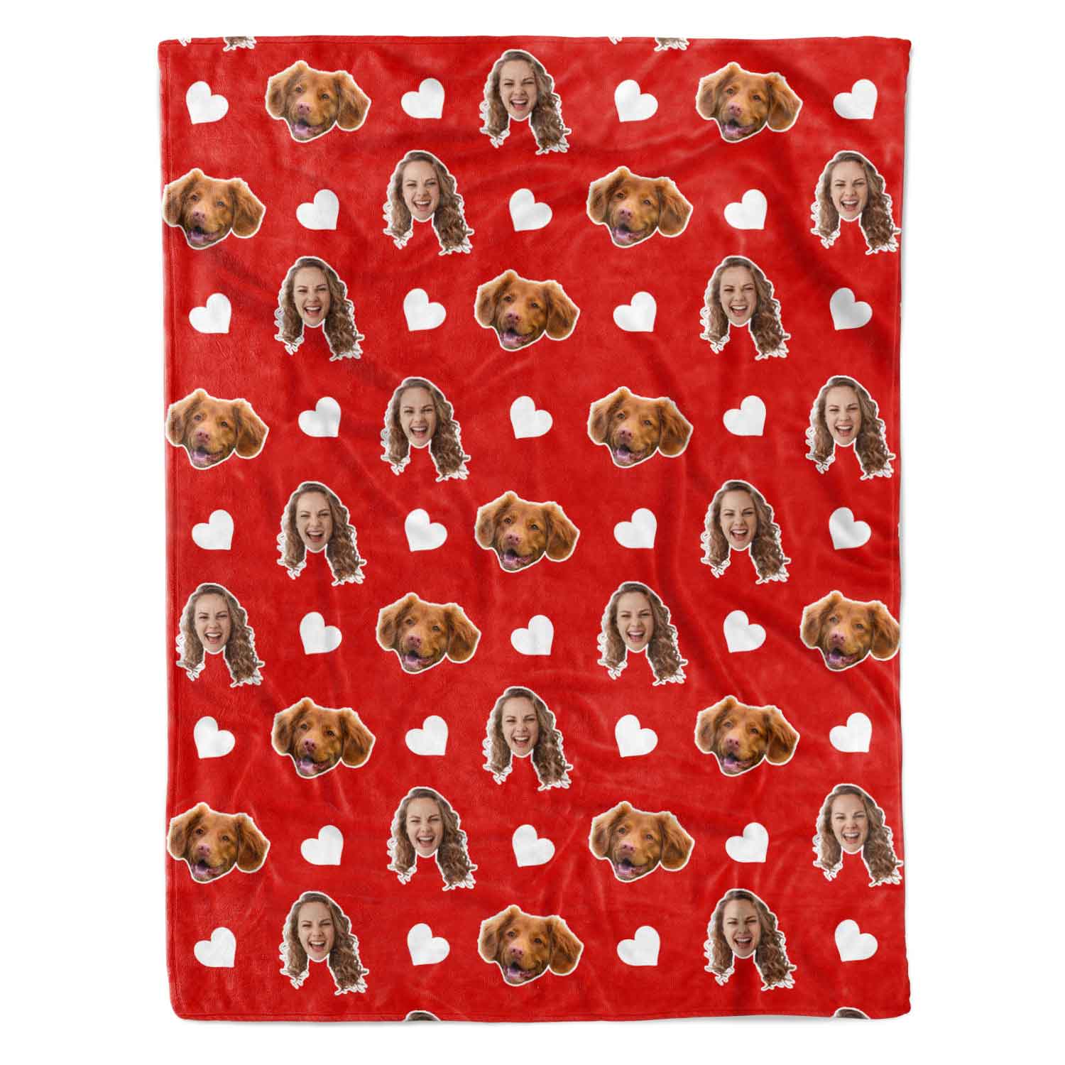 Red Your Dog Face Hearts Personalised Blanket