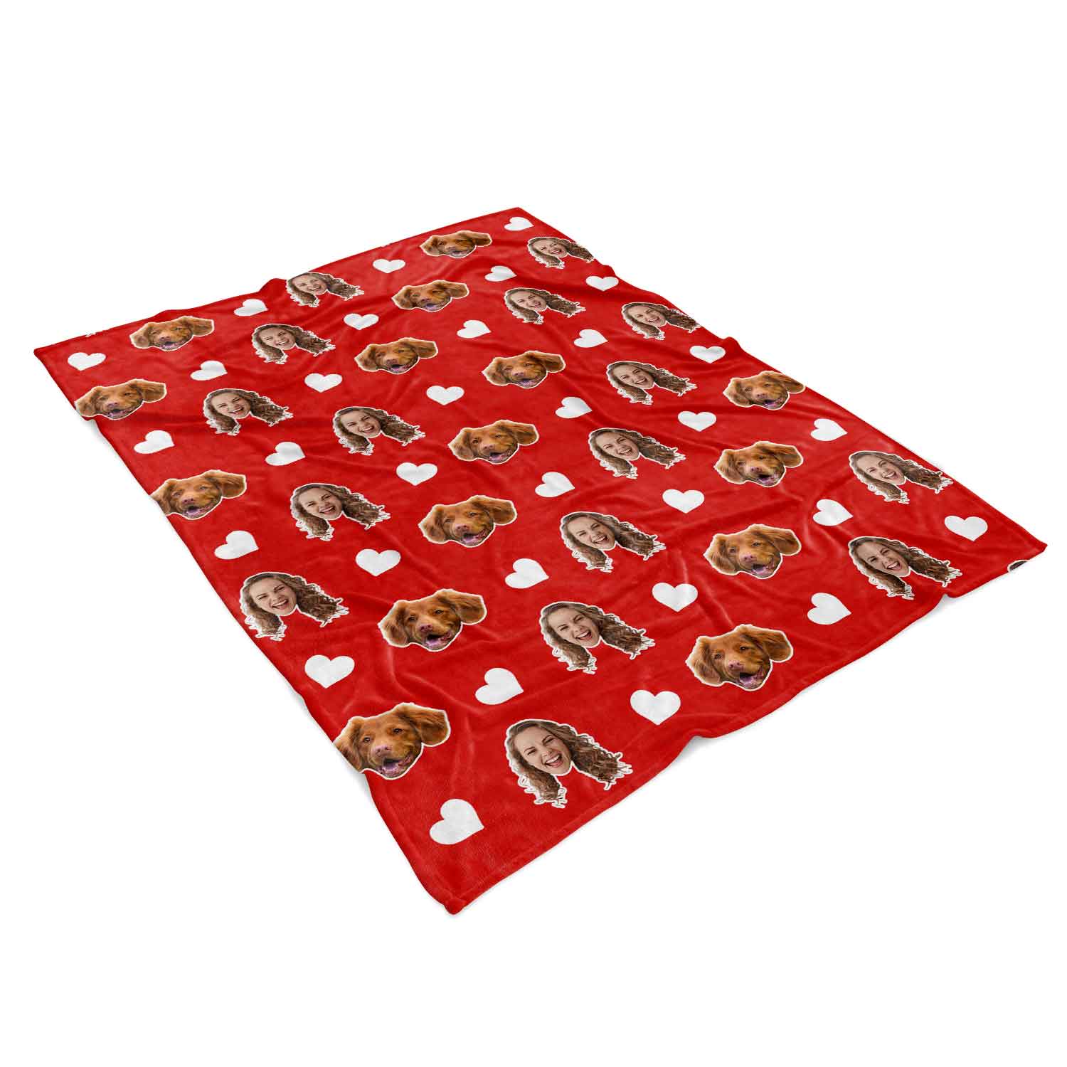 Red Your Dog Face Hearts Personalised Blanket