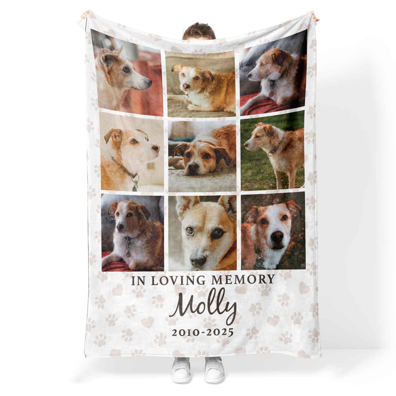 In Loving Memory (Dog Name) Photo Collage Memorial Blanket