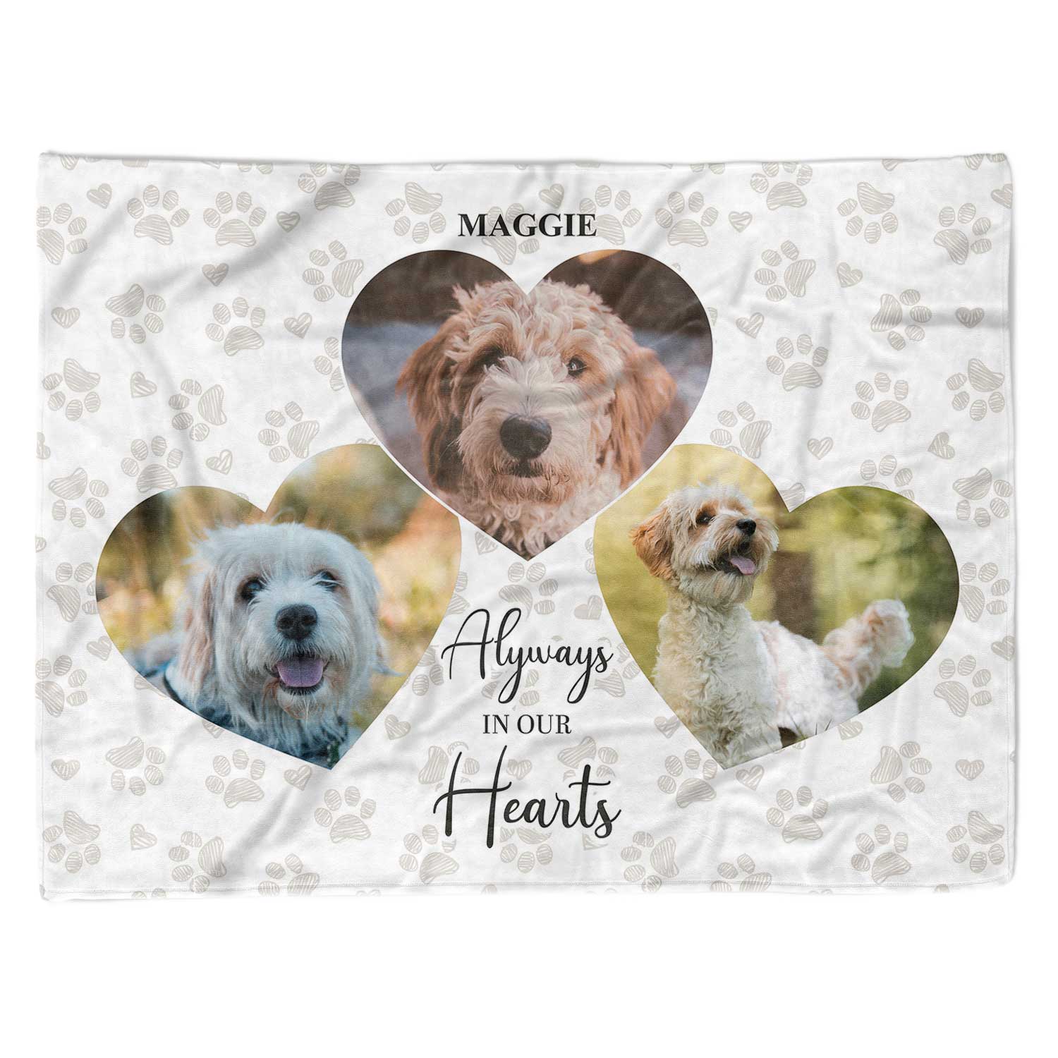 Always In Our Hearts Dog Photo Collage Memorial Blanket