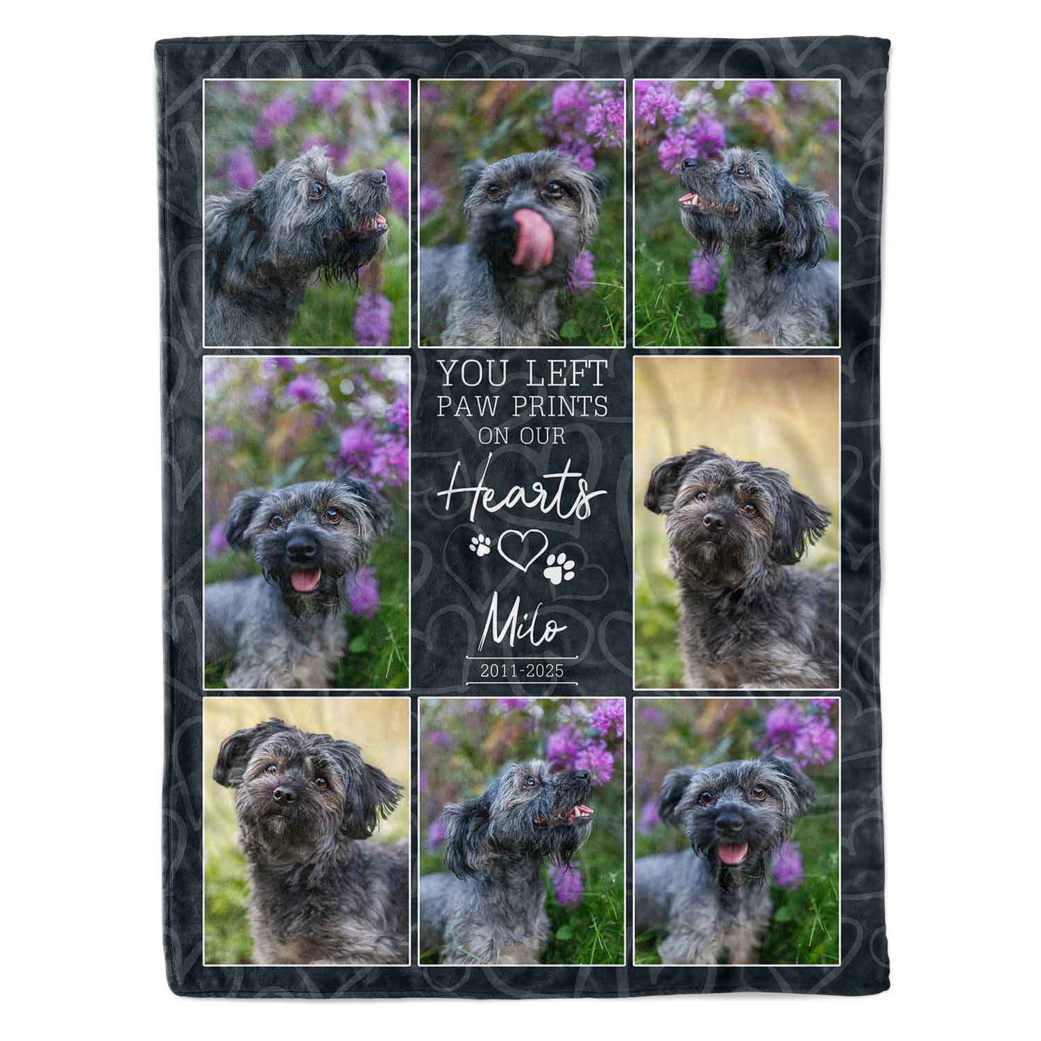 You Left Paw Prints On Our Hearts Dog Memorial Blanket