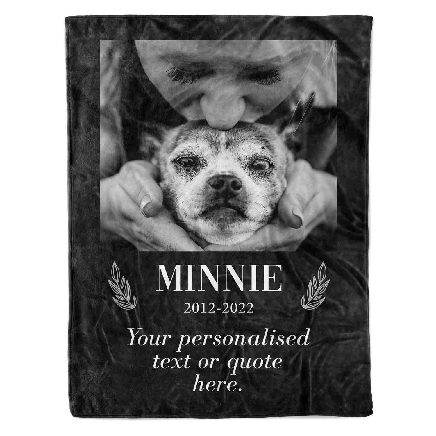 Personalised Dog Memorial Blanket With (Name & Quote)