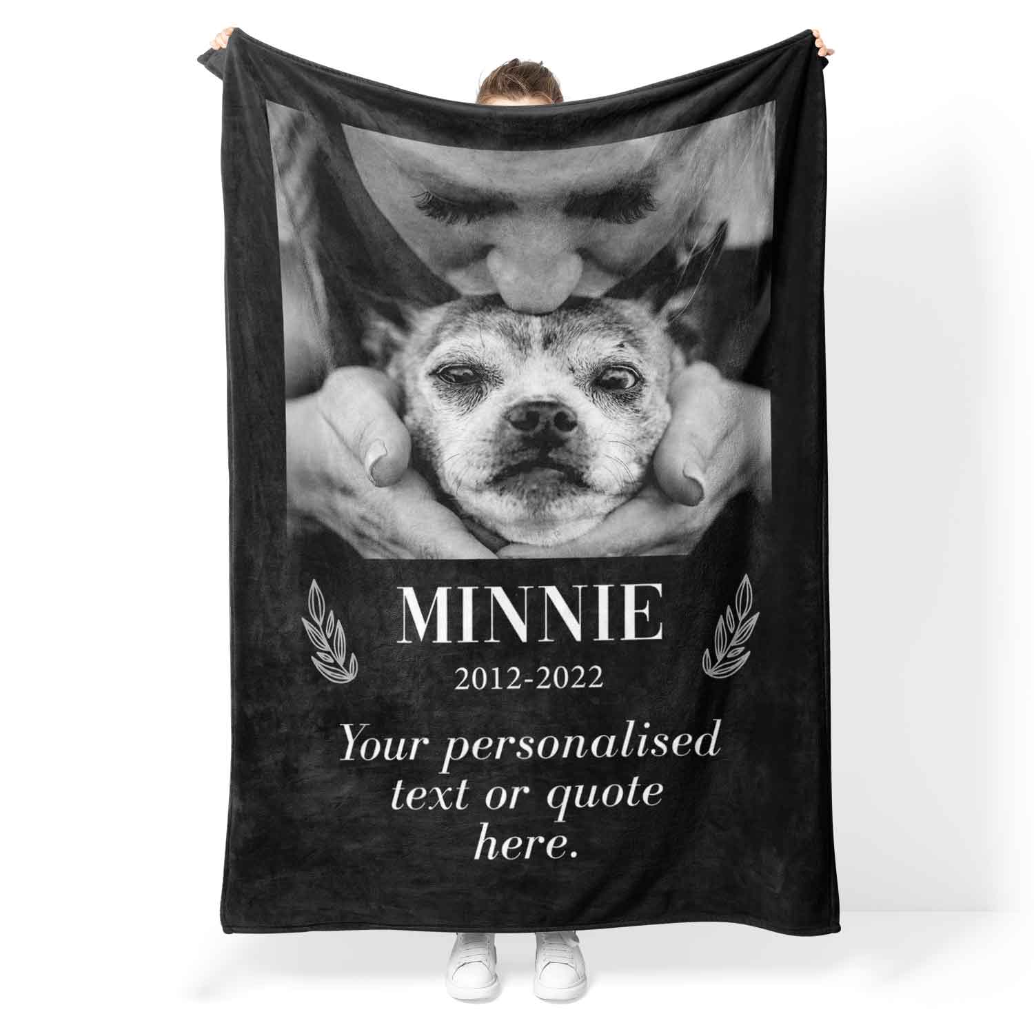 Personalised Dog Memorial Blanket With (Name & Quote)