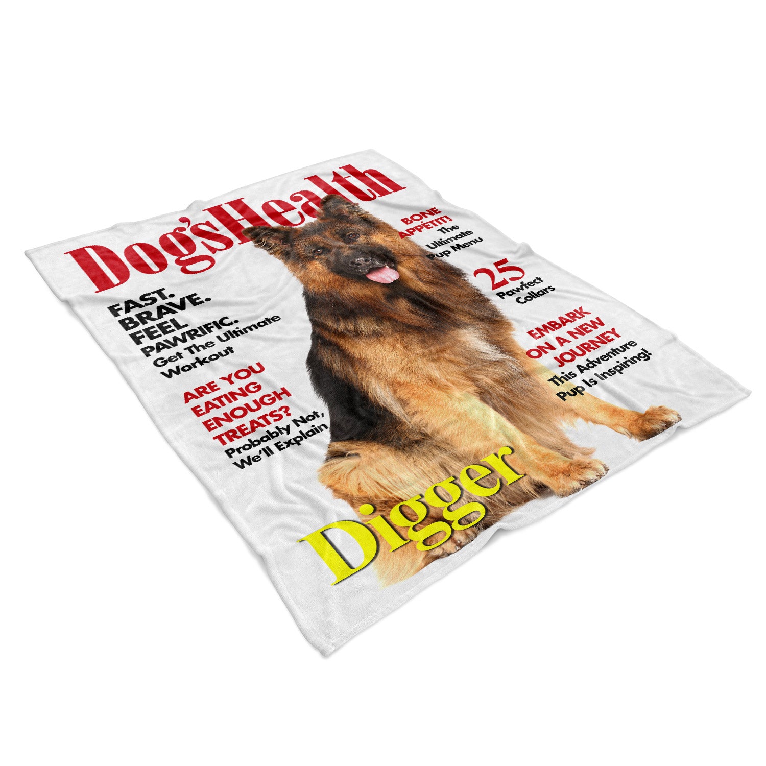 Dogs Health Fashion Magazine Cover Personalised Dog Blanket