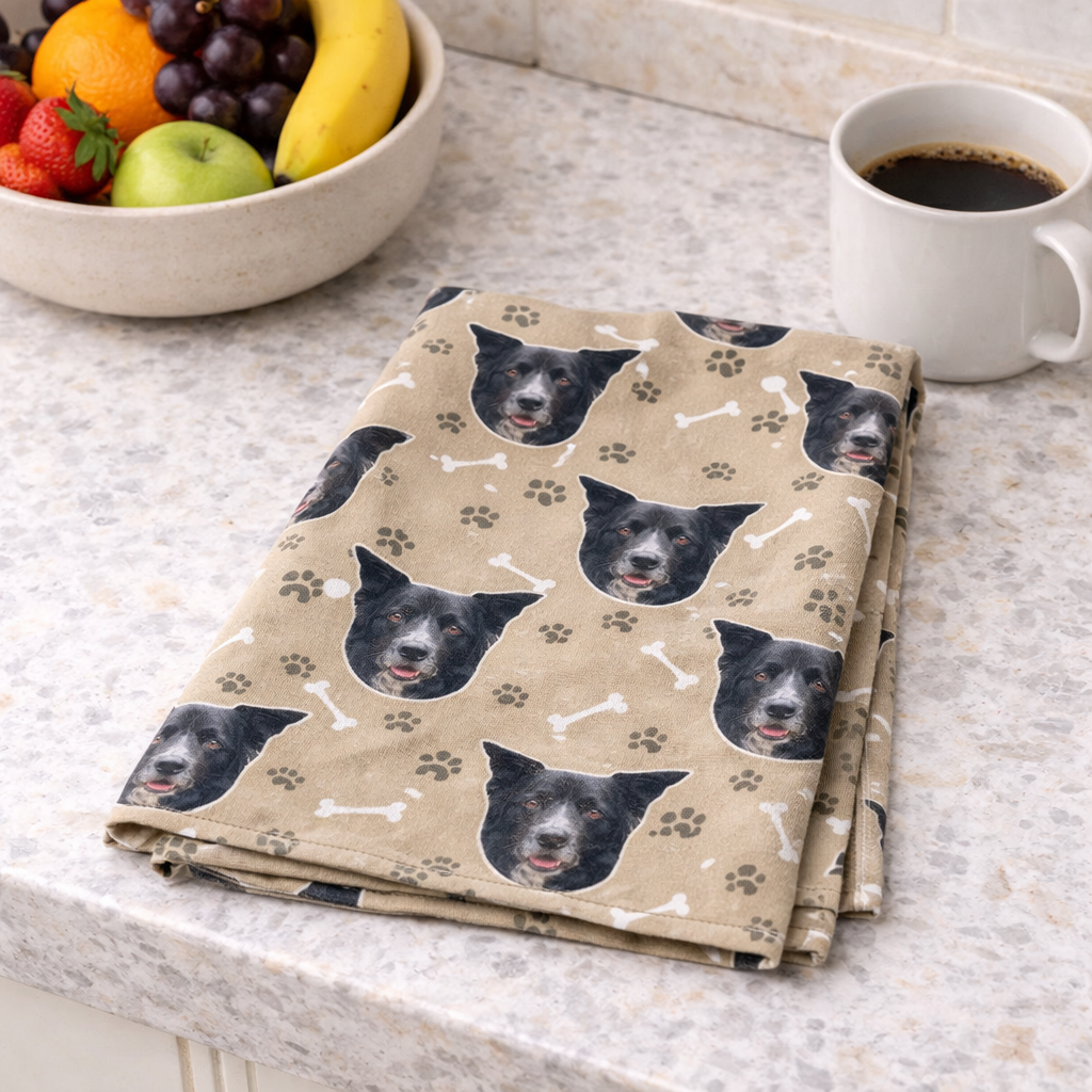 Bones & Pawprints Personalised Dog Tea Towel