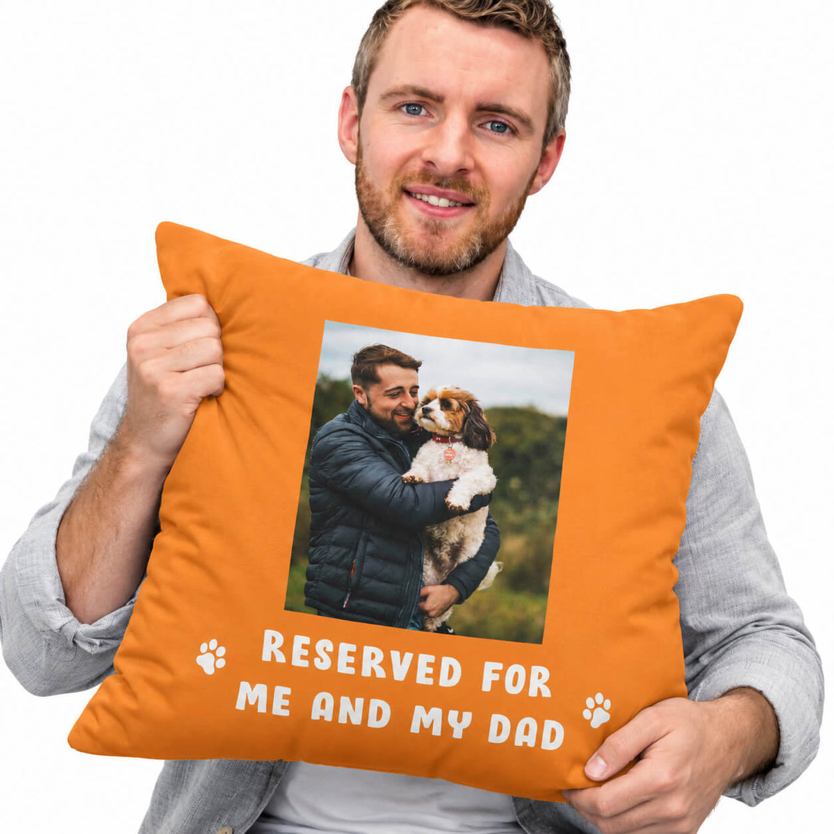 Reserved For Me & My Dad Custom Dog Photo Cushion