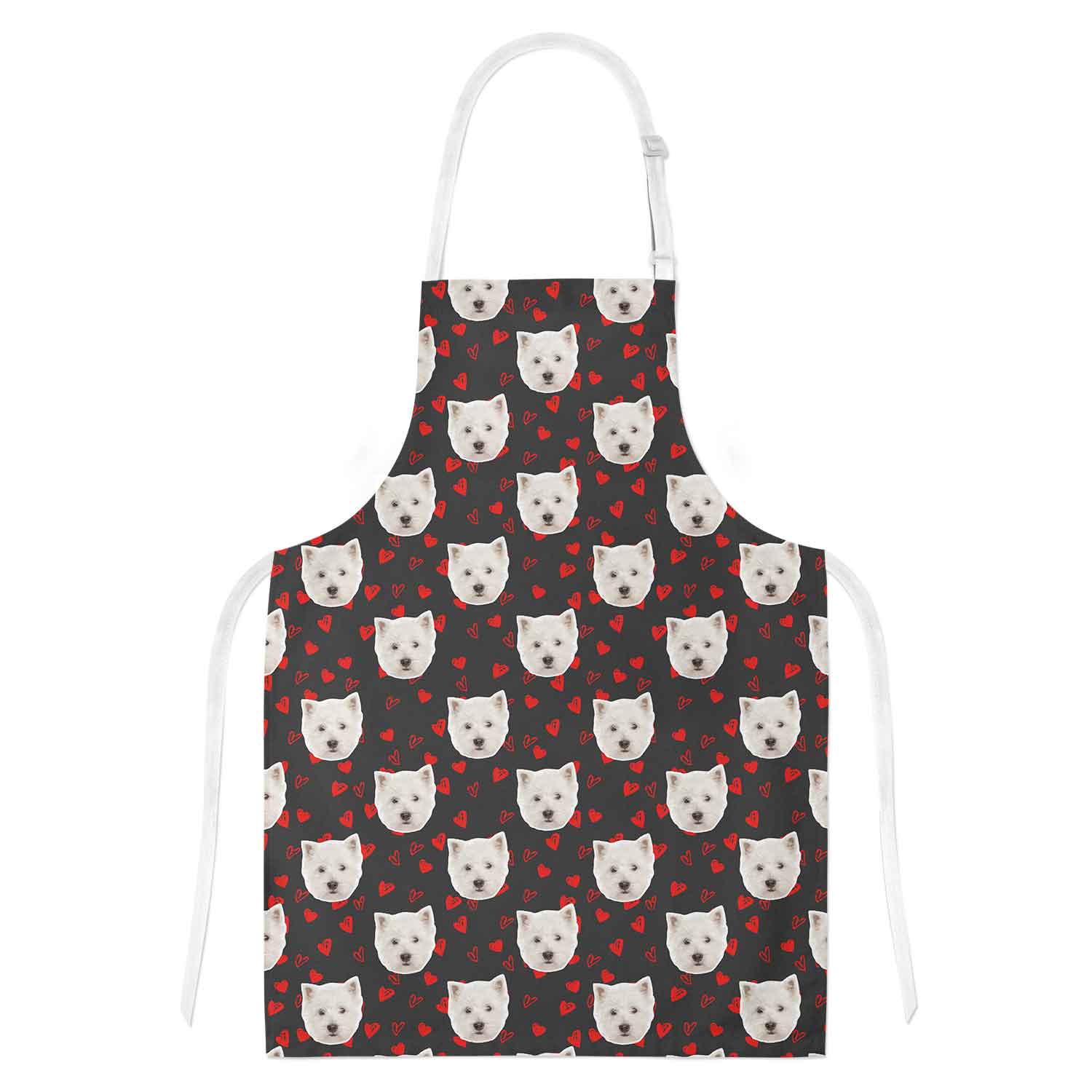 Love Heart Pattern Personalised Dog Apron
