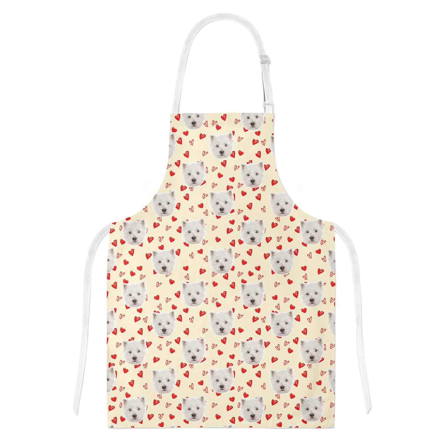 Love Heart Pattern Personalised Dog Apron