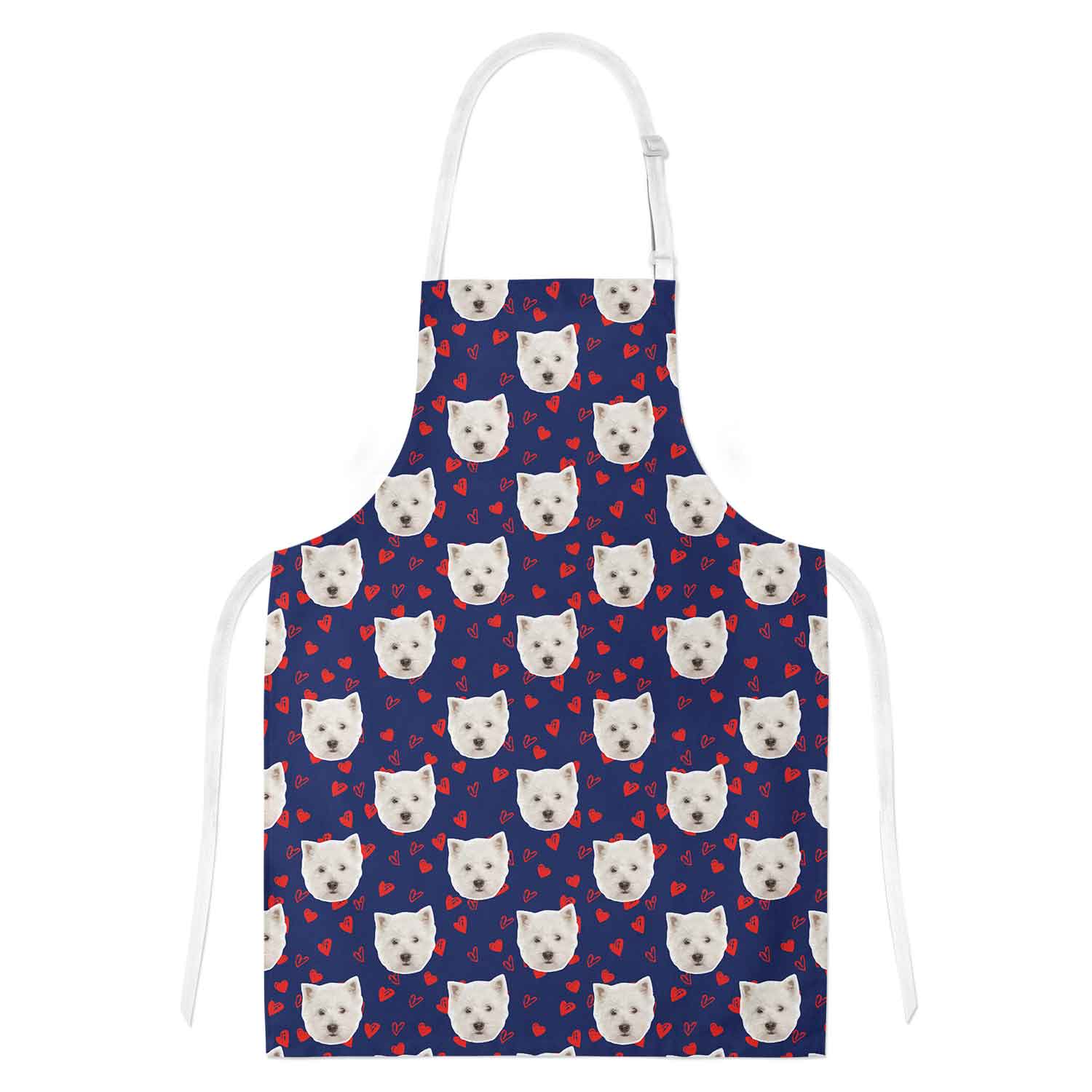 Love Heart Pattern Personalised Dog Apron