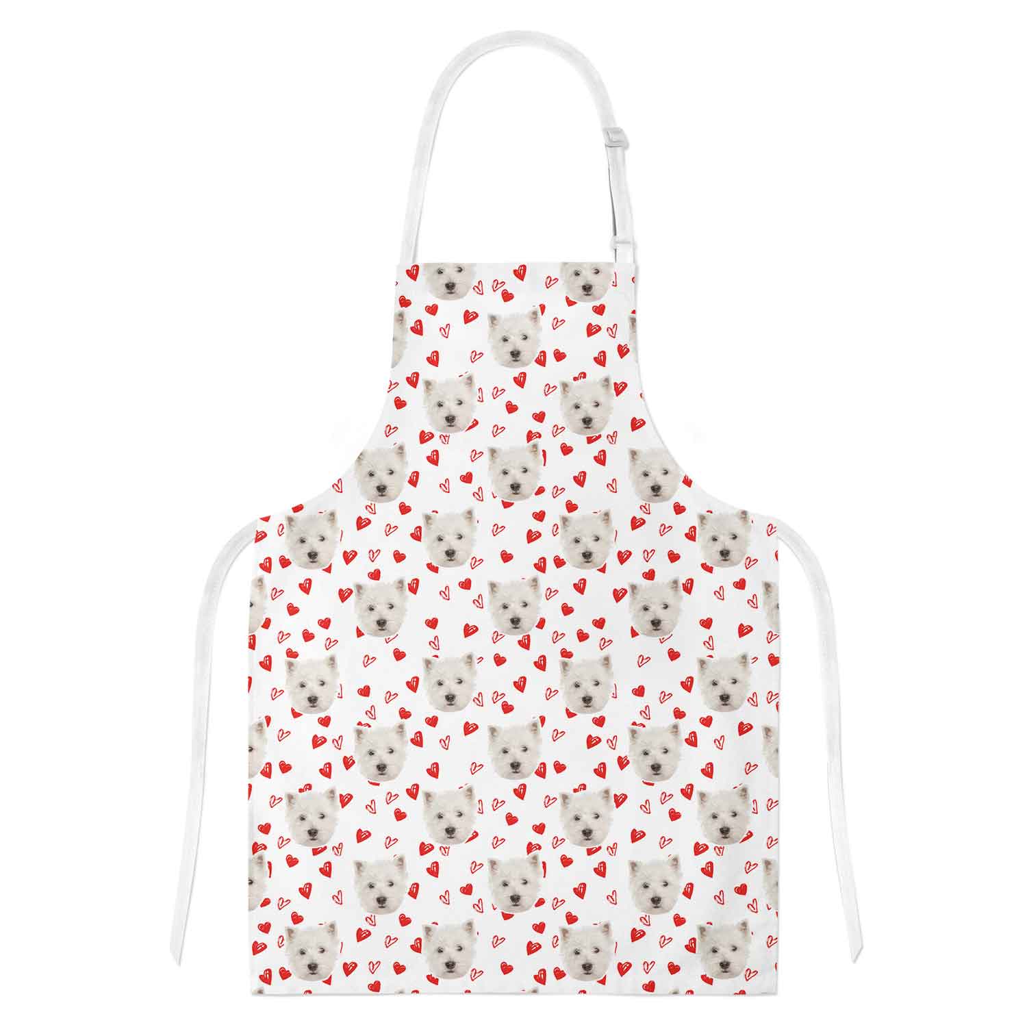 Love Heart Pattern Personalised Dog Apron