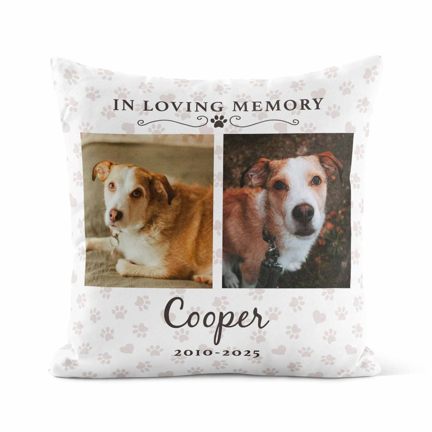 In Loving Memory (Name) & (Dates) Dog Memorial Cushion