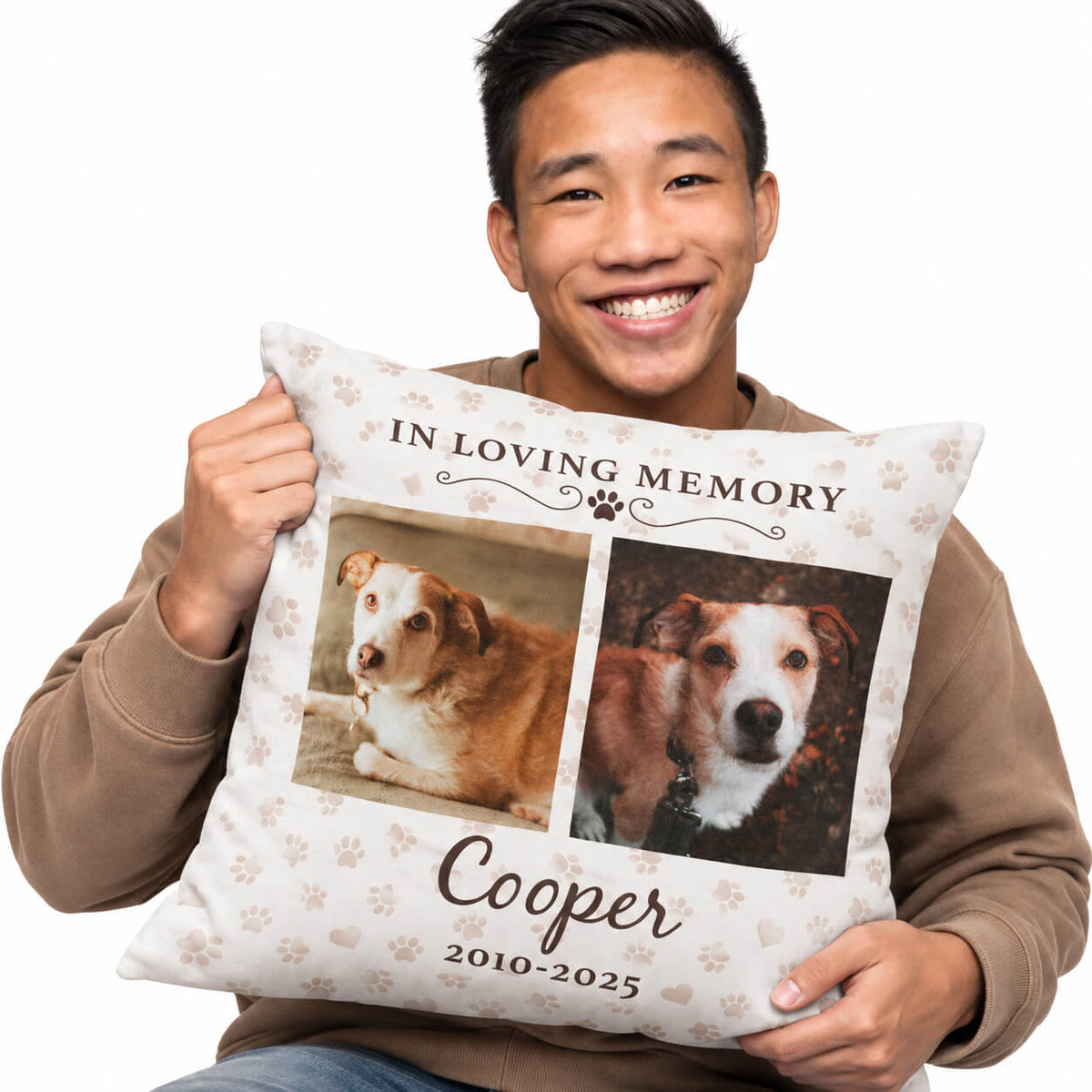 In Loving Memory (Name) & (Dates) Dog Memorial Cushion