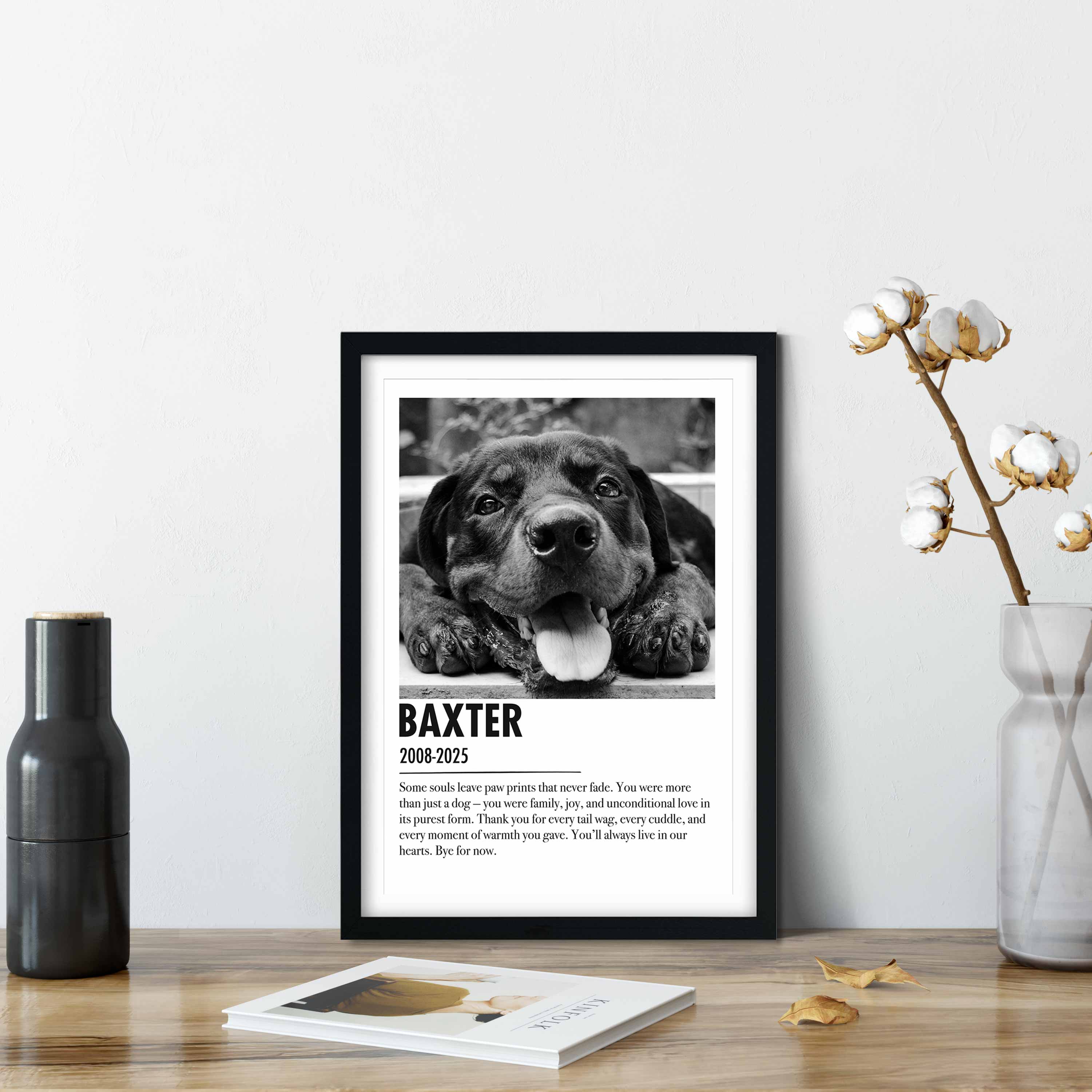 (Name) & (Date) With Custom Message Dog Memorial Print