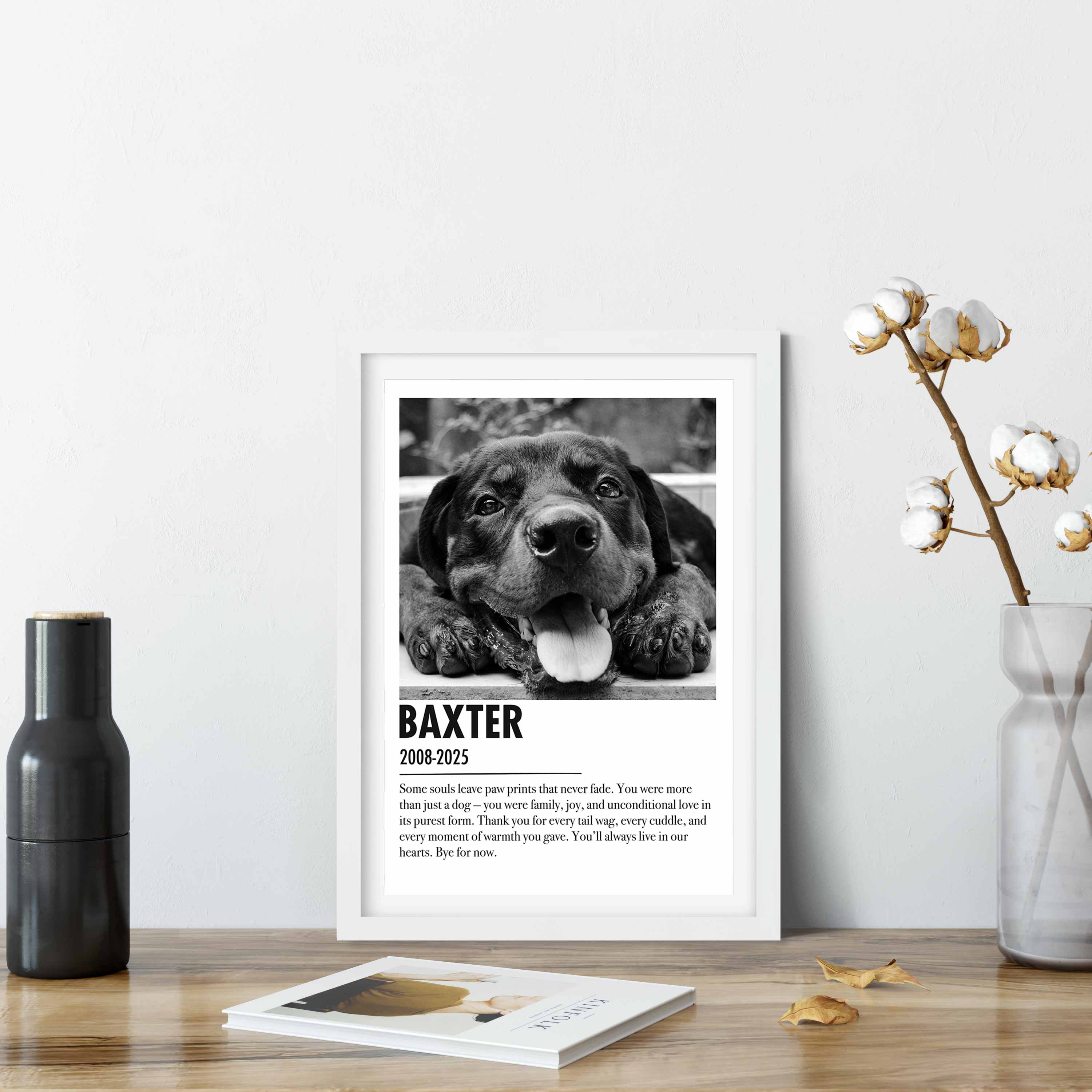 (Name) & (Date) With Custom Message Dog Memorial Print