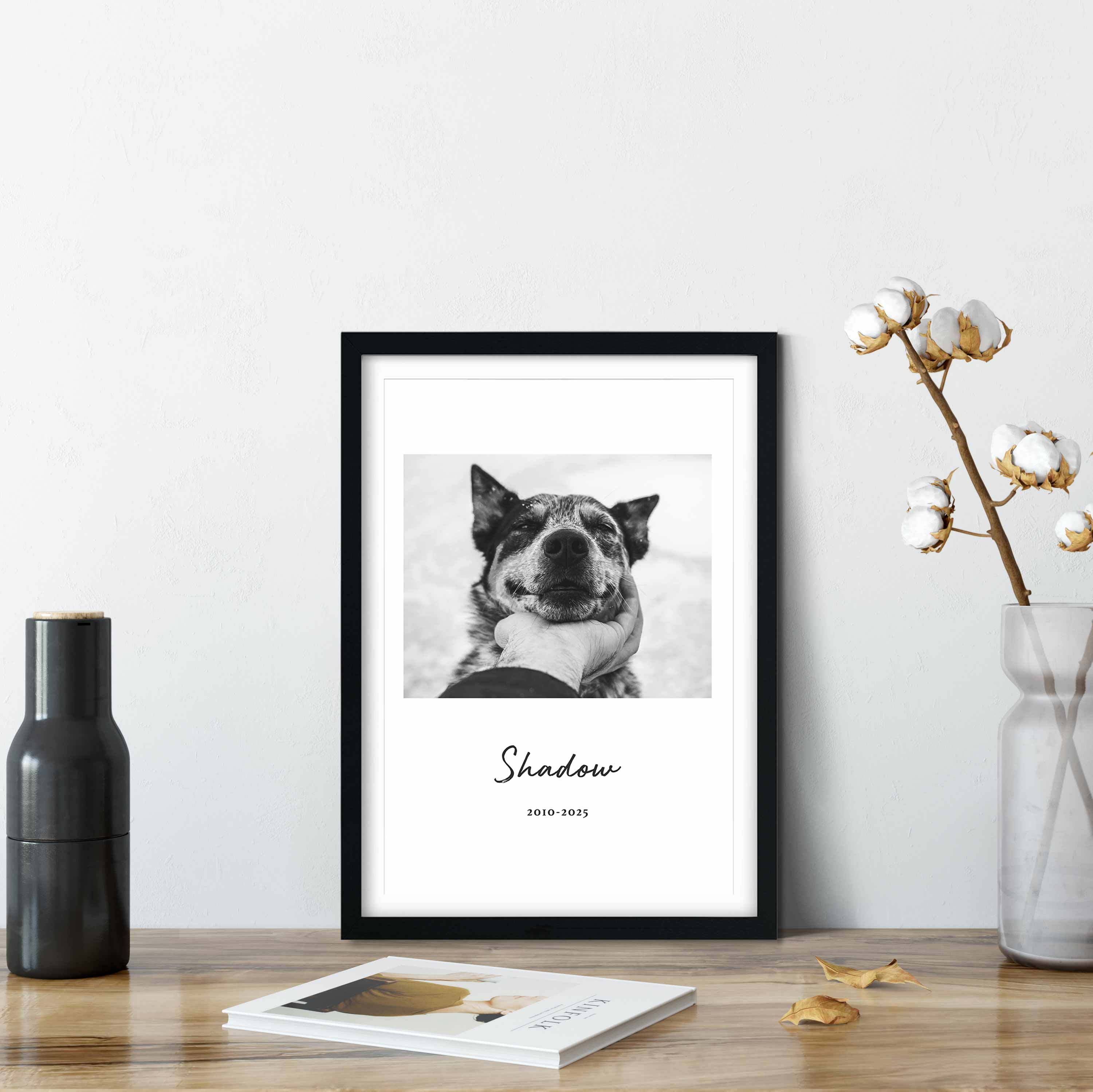 Black and White Dog Memorial Print