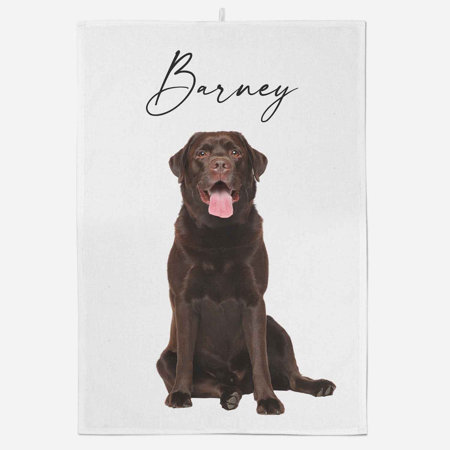 Scripted Name Dog Photo Personalised Tea Towel
