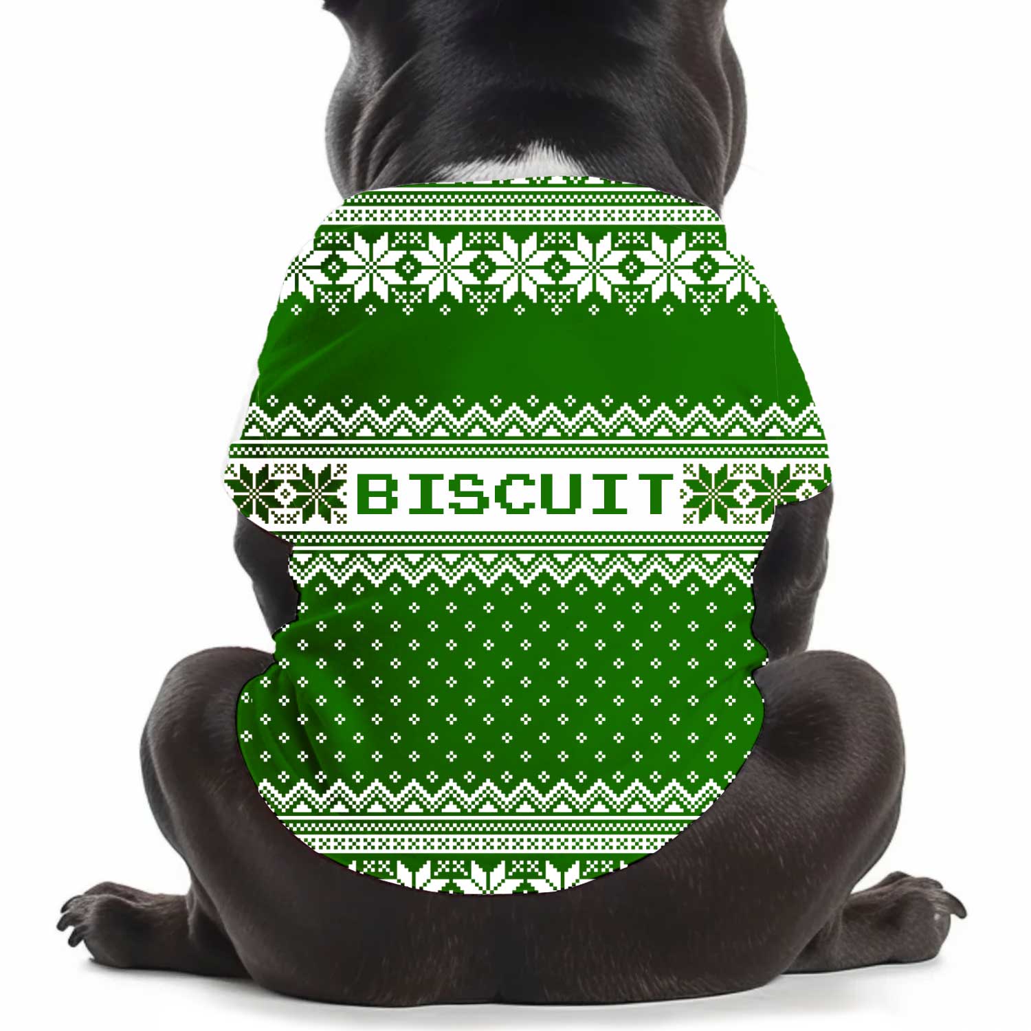 Your Pup's [Name] Green Nordic Christmas Personalised Dog T Shirt