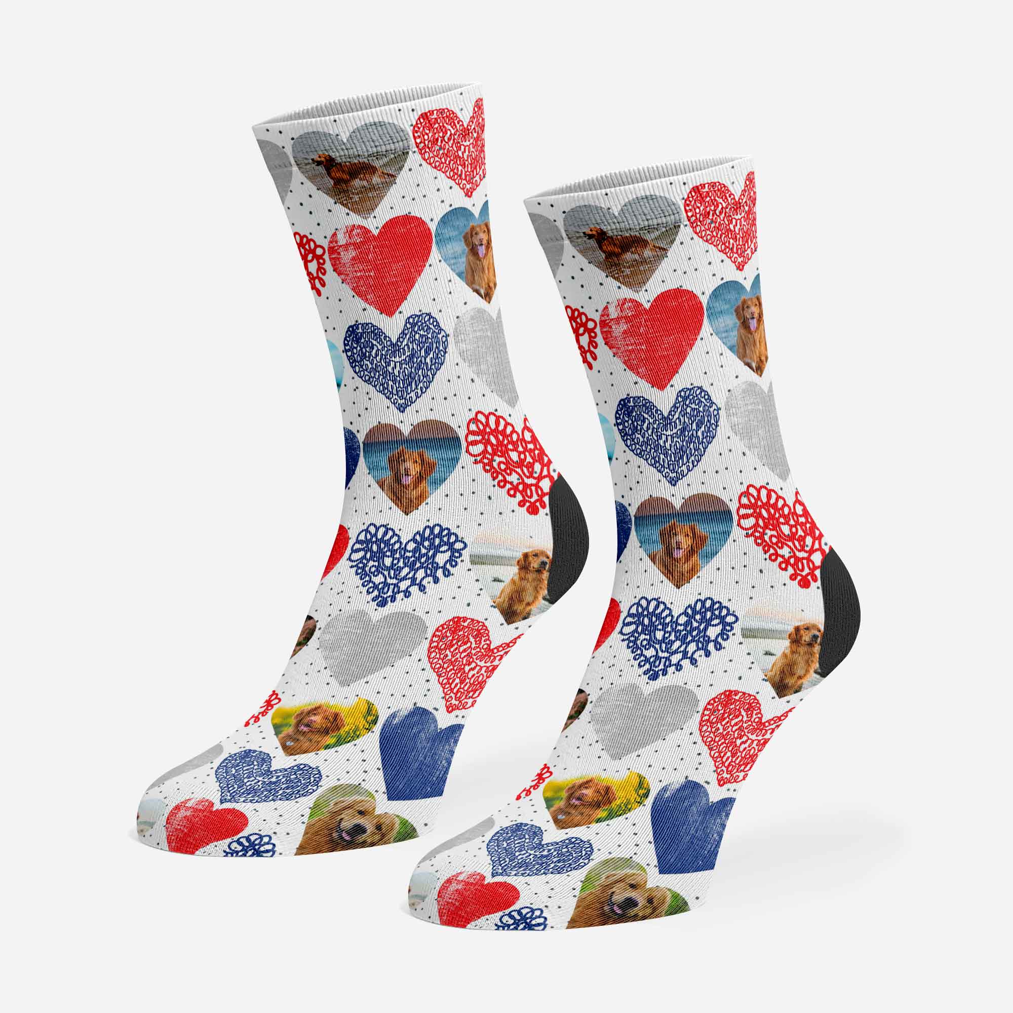 Heart Collage Personalised Dog Socks