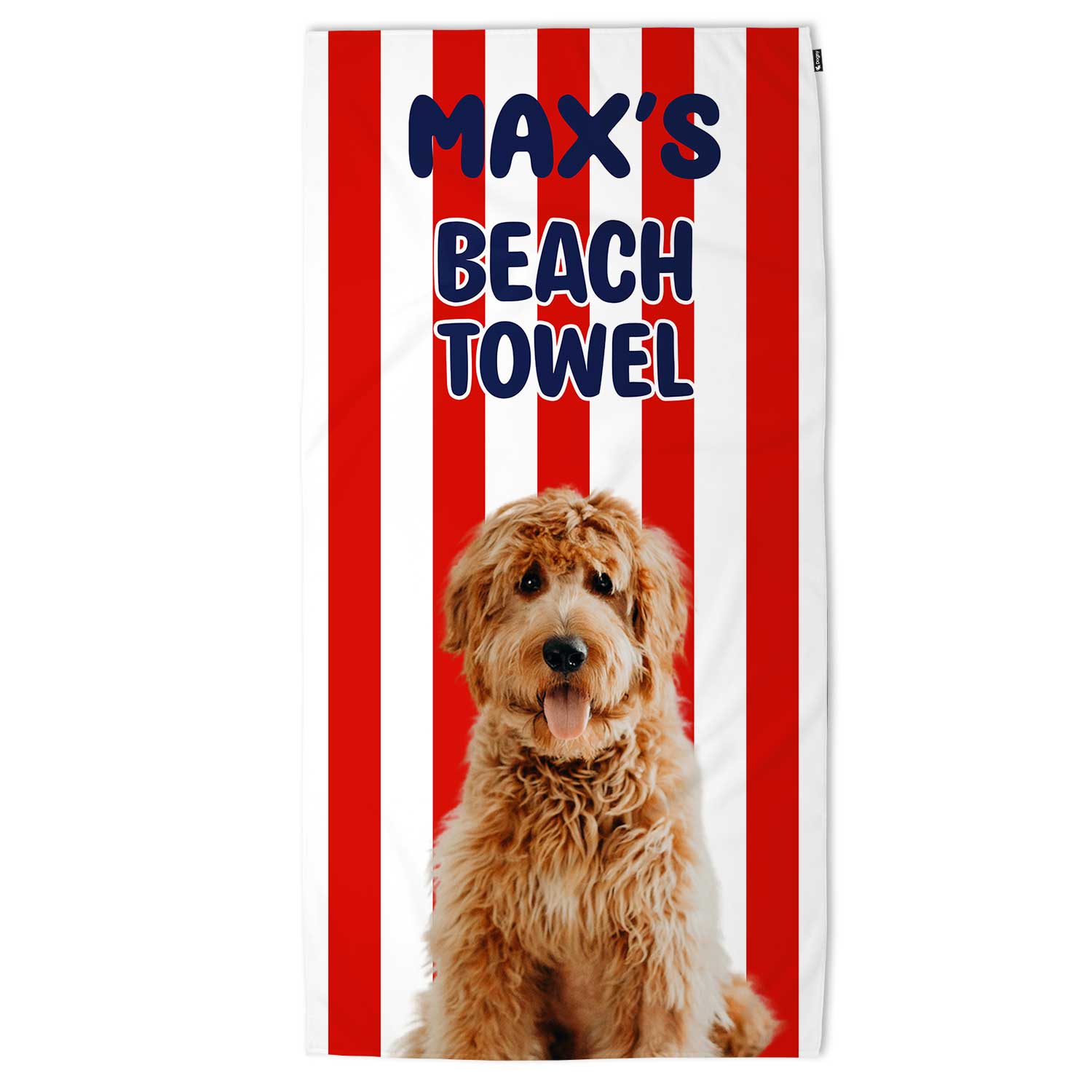 Personalised Dog (Name) Striped Beach Towel