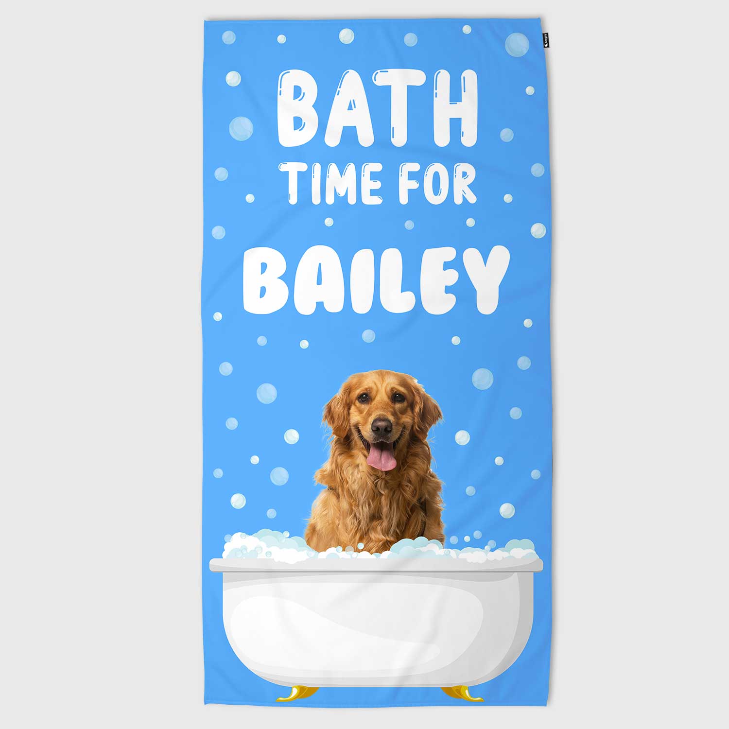 Bath Time For (Dog Name) Personalised Beach Towel