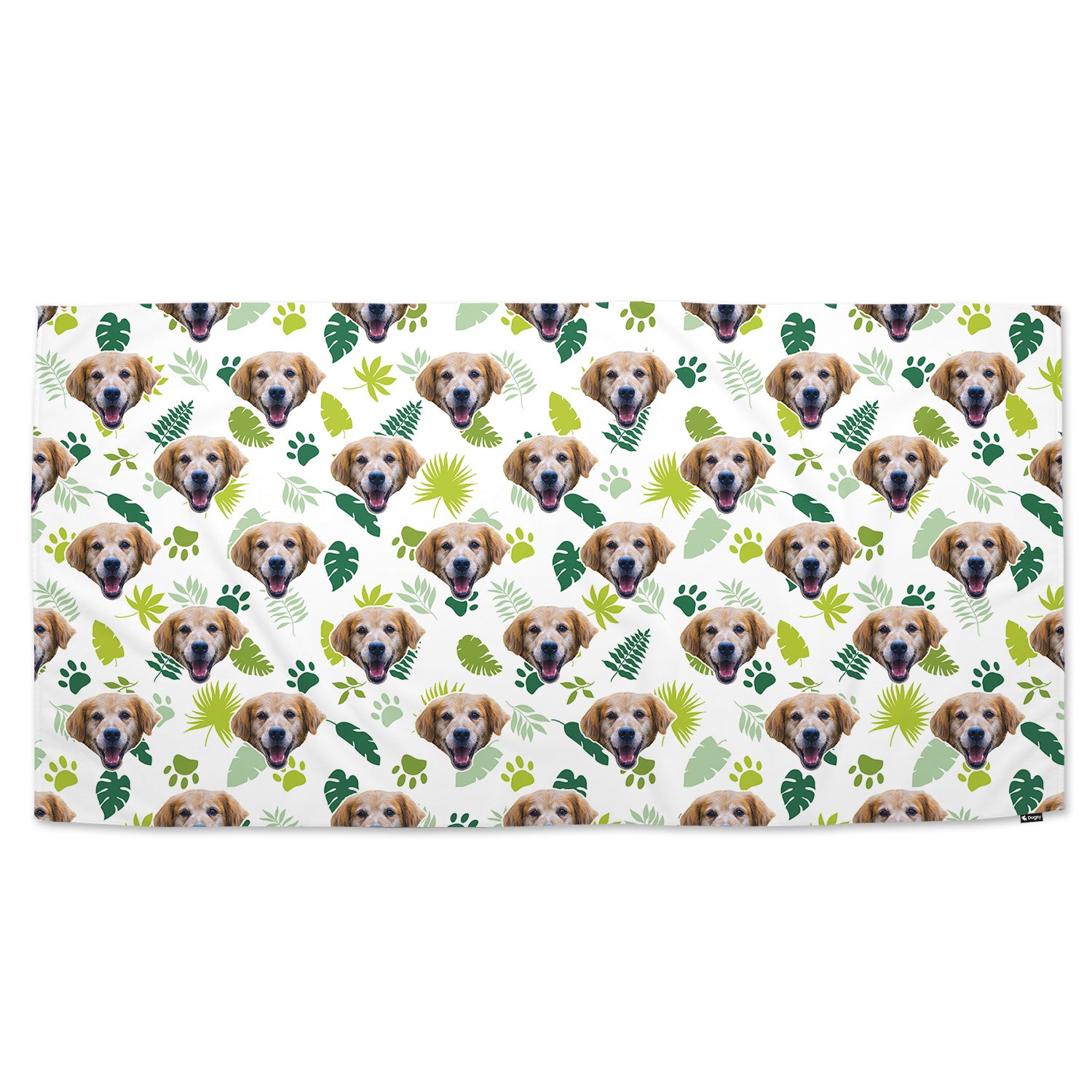 Leaf Pattern Personalised Dog Towel