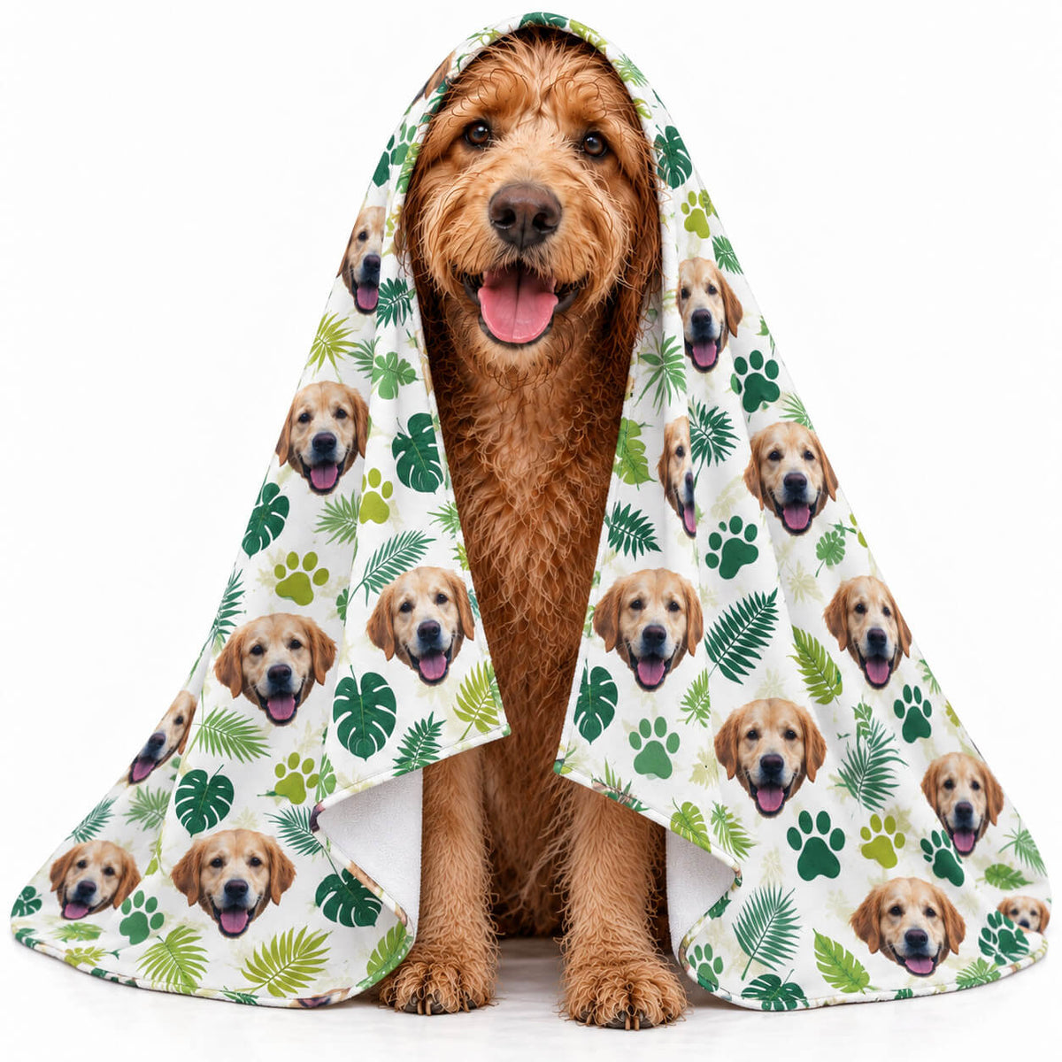 Leaf Pattern Personalised Dog Towel