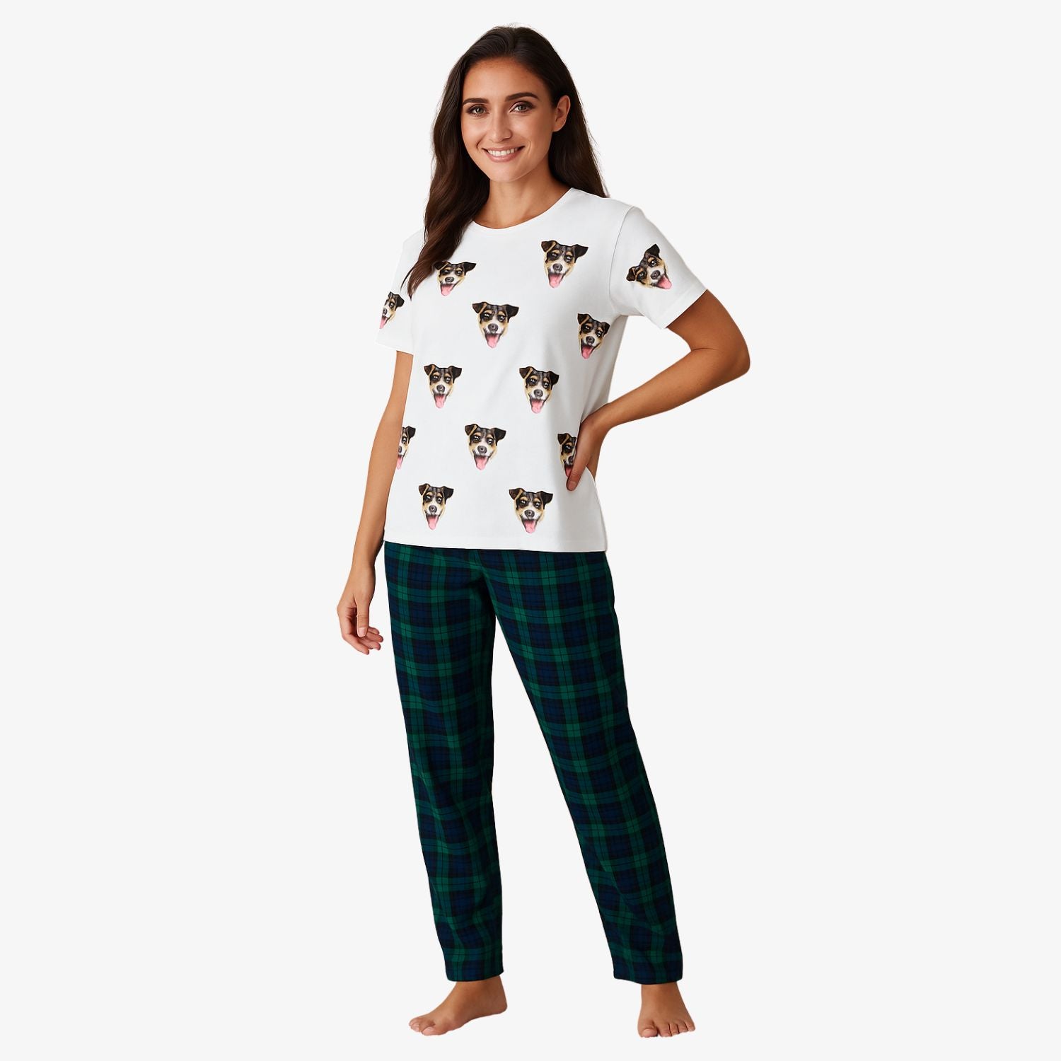 Women's Dog Pyjamas - Green Navy Trouser Set