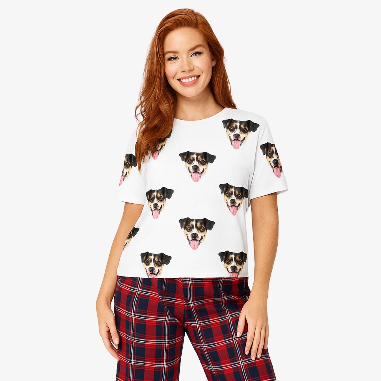 Women's Dog Pyjamas - Red Tartan Trouser Set