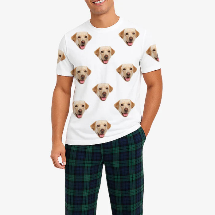 Men's Dog Pyjamas - Green Tartan Trouser Set