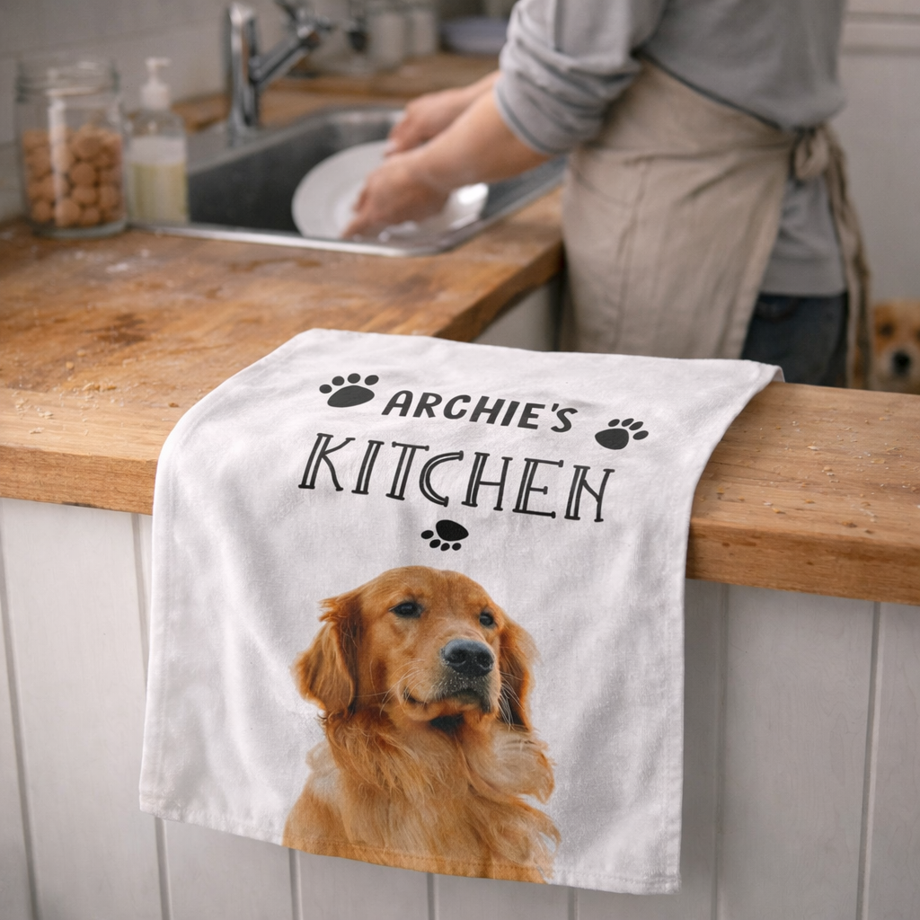 (Dog Name's) Kitchen Personalised Tea Towel