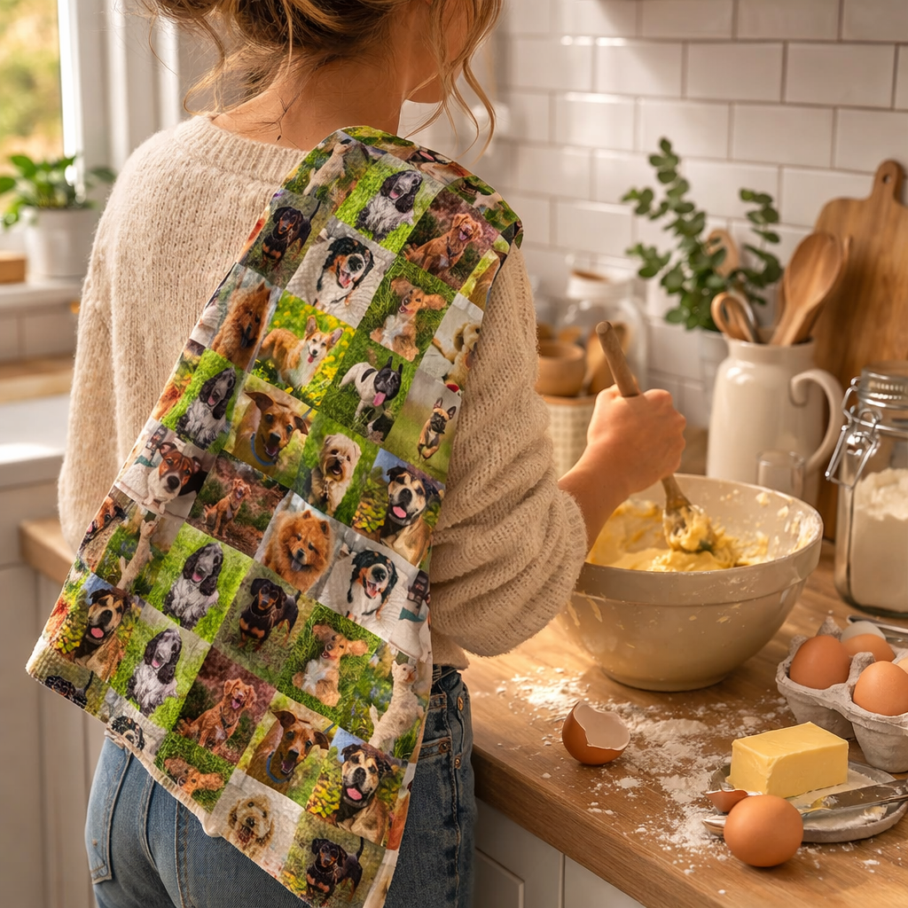 Dog Photo Collage Personalised Tea Towel