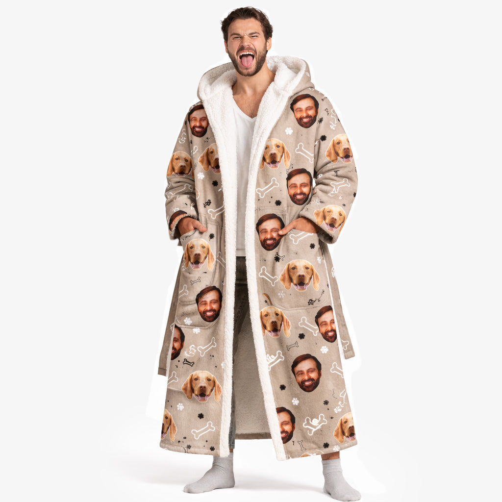 Doodle Bones & Dog Paws Personalised Dressing Gown