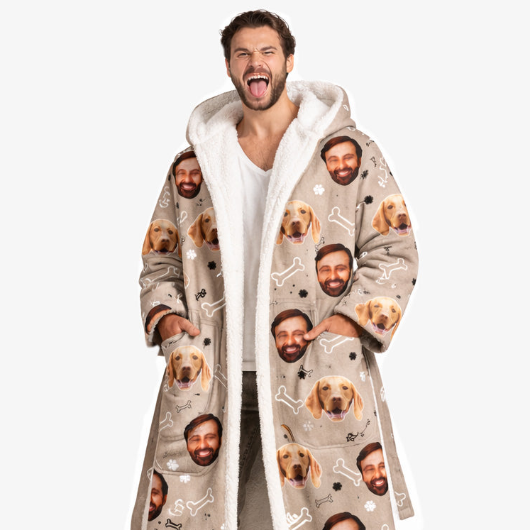 Doodle Bones & Dog Paws Personalised Dressing Gown