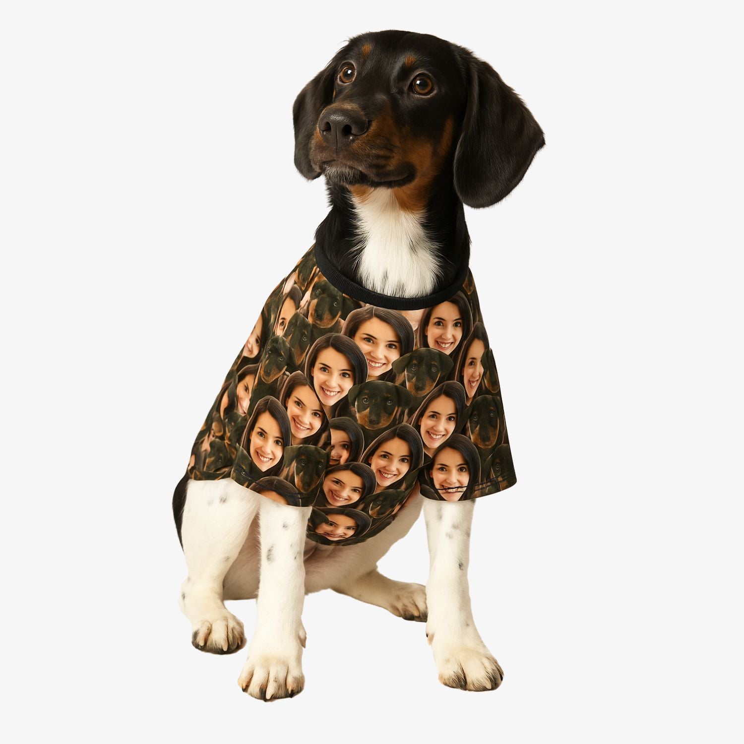 Dog & Owner Face Mash Personalised Dog T Shirt