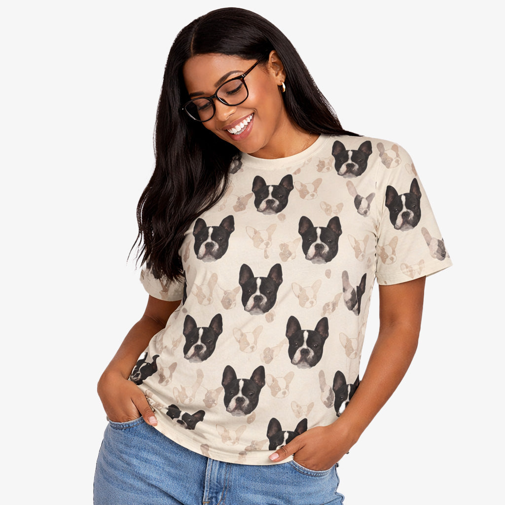 Frenchie Dog Pattern Personalised T-Shirt