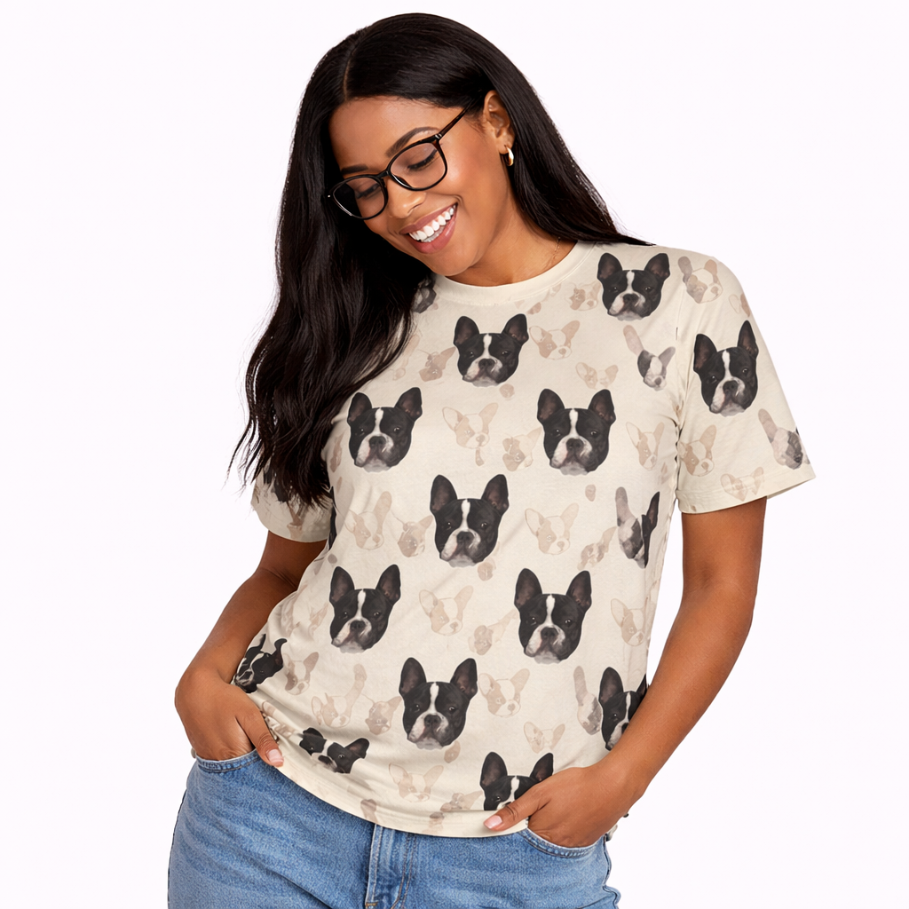 Frenchie Dog Pattern Personalised T-Shirt