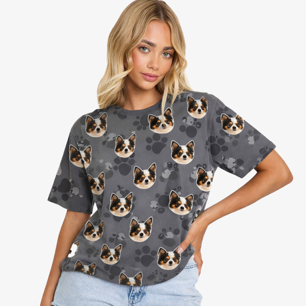 Grunge Paw Pattern Custom Dog T Shirt