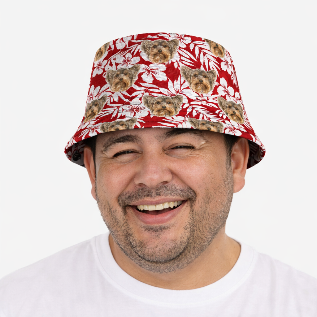 Hawaiian Red Dog Faces Custom Bucket Hat