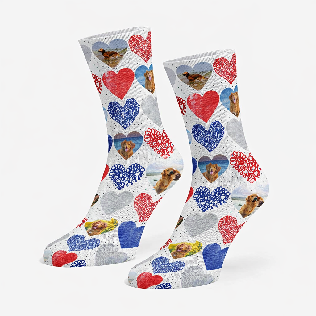 Heart Collage Personalised Dog Socks